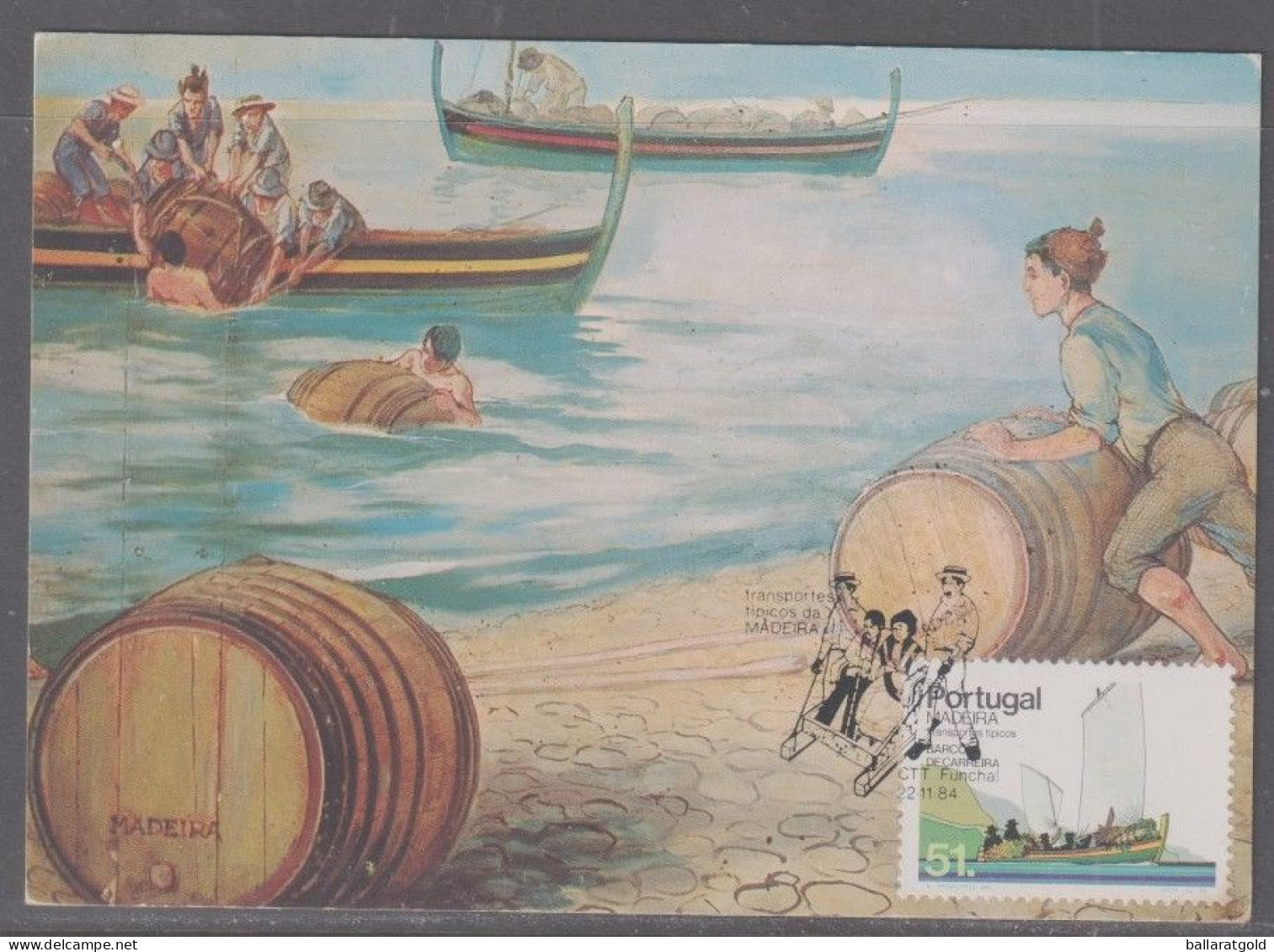 Portugal Maderia 1984 -  51 Carriera Boat Maxi Card - Storia Postale