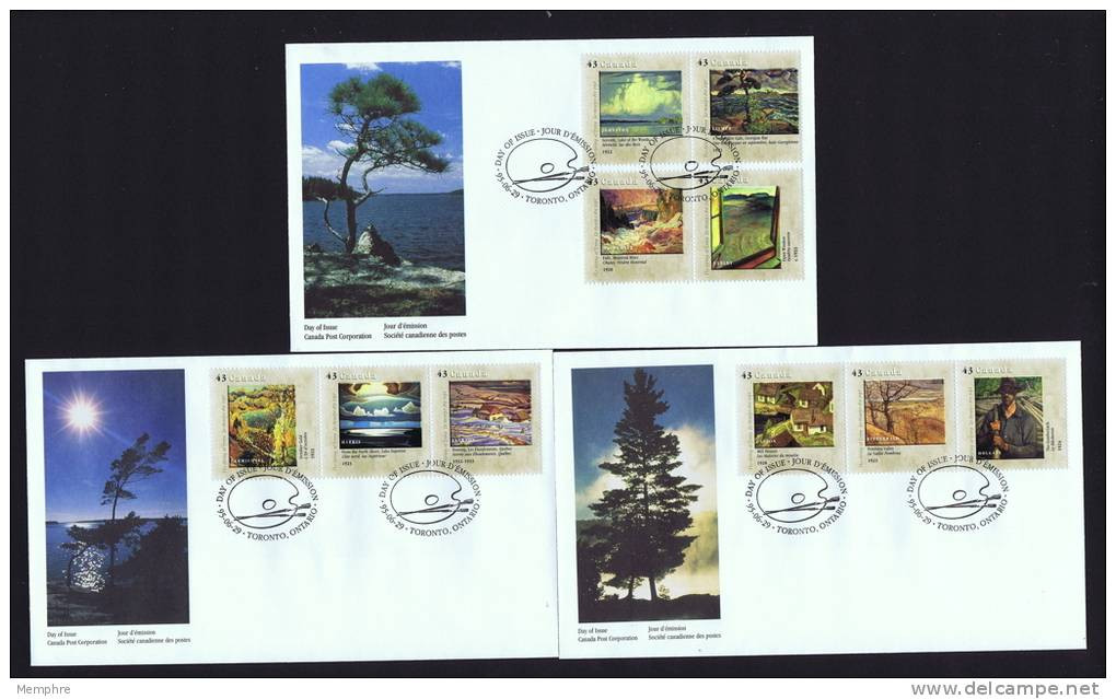 1995  Group Of Seven Paintings  Sc 1559a-61c From Booklet  On 3 FDCs - 1991-2000