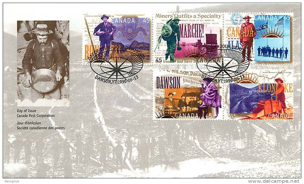 1996  Yukon Gold Rush      Sc 1606a-e     Strip Of 5 Different From Booklet - 1991-2000