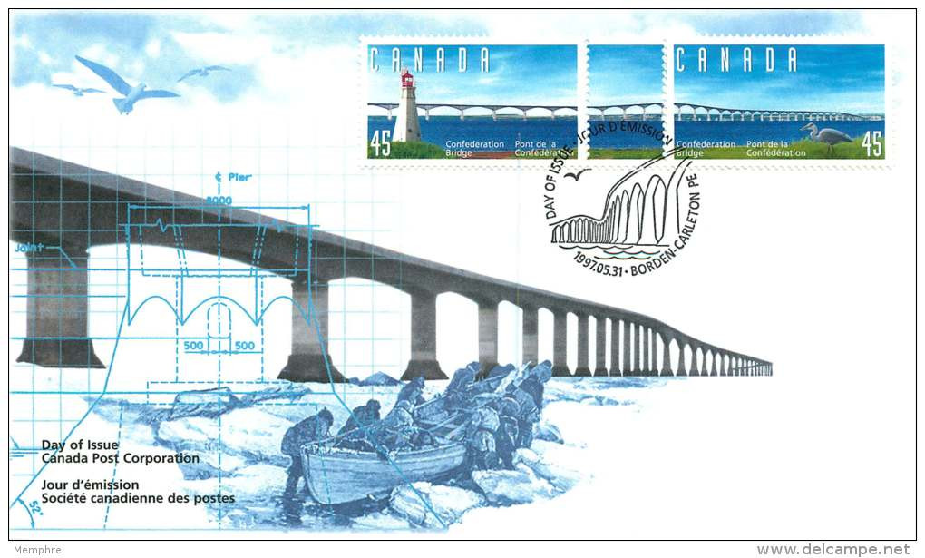 1997  Confederation Bridge  Sc 1645-6  Se-tenant Pair With Label - 1991-2000