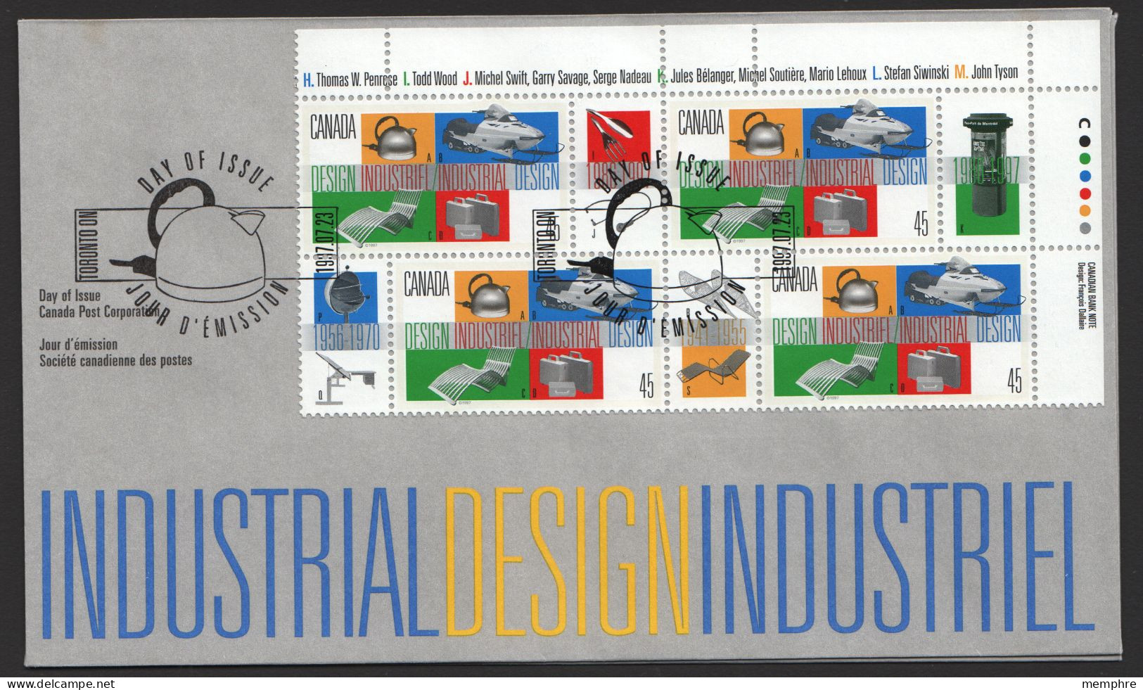 1997  Industrial Design Sc 1654 Plate Block Of 4 And 4 Labels - 1991-2000