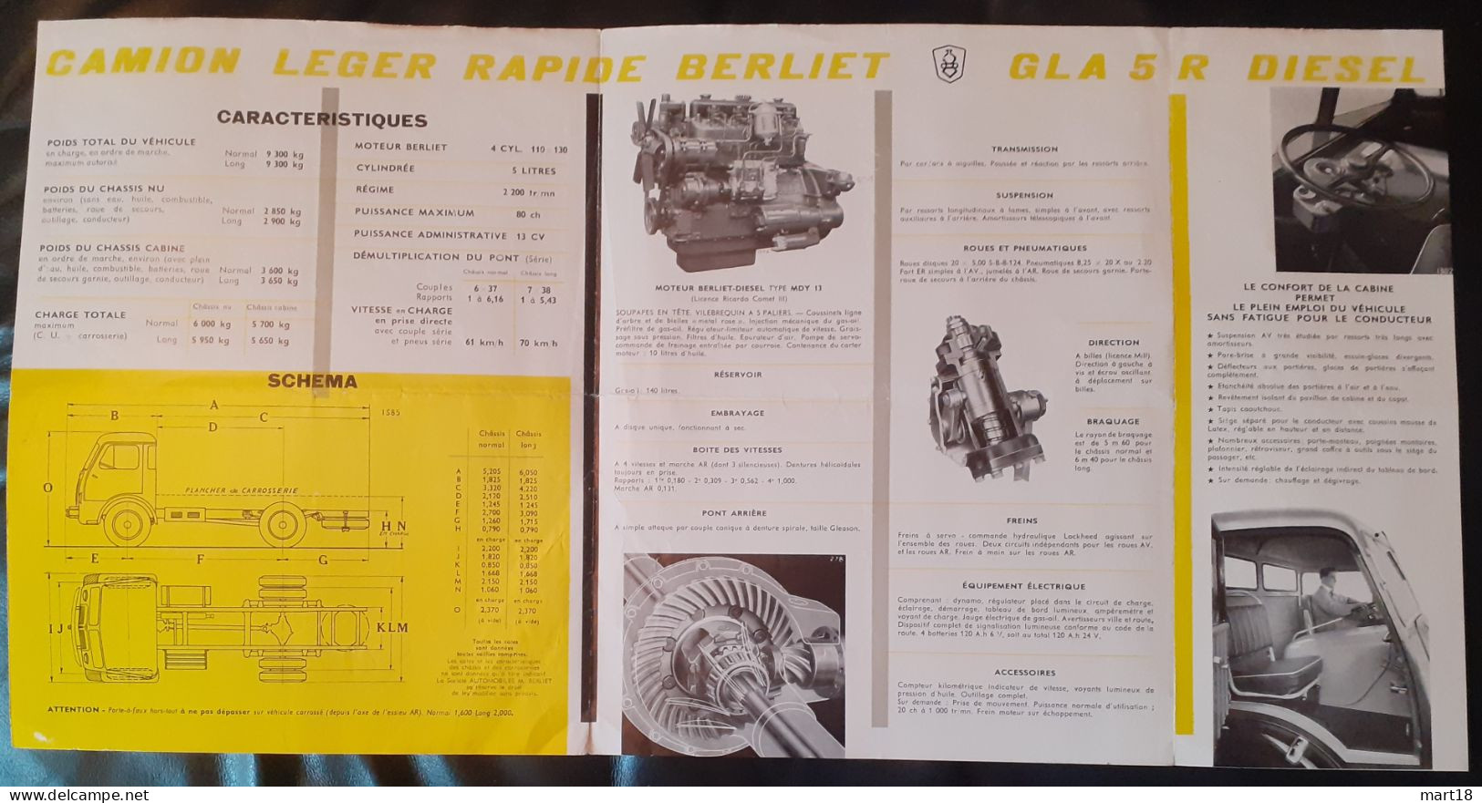 Publicité Camion Leger Rapide Diesel - BERLIET GLA 5 R - Années 1950 - - Camion
