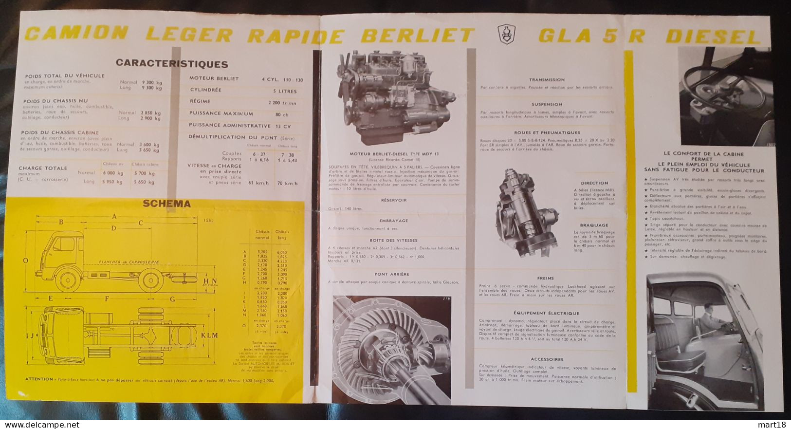 Publicité Camion Leger Rapide Diesel - BERLIET GLA 5 R - Années 1950 - - Trucks