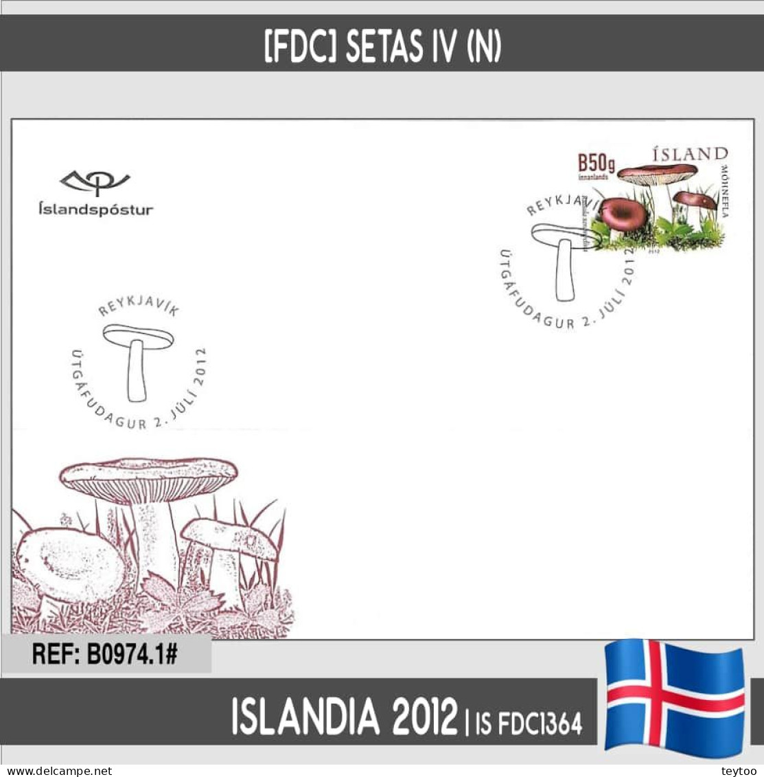 B0974# Islandia 2012 [FDC] Setas IV (N) - FDC