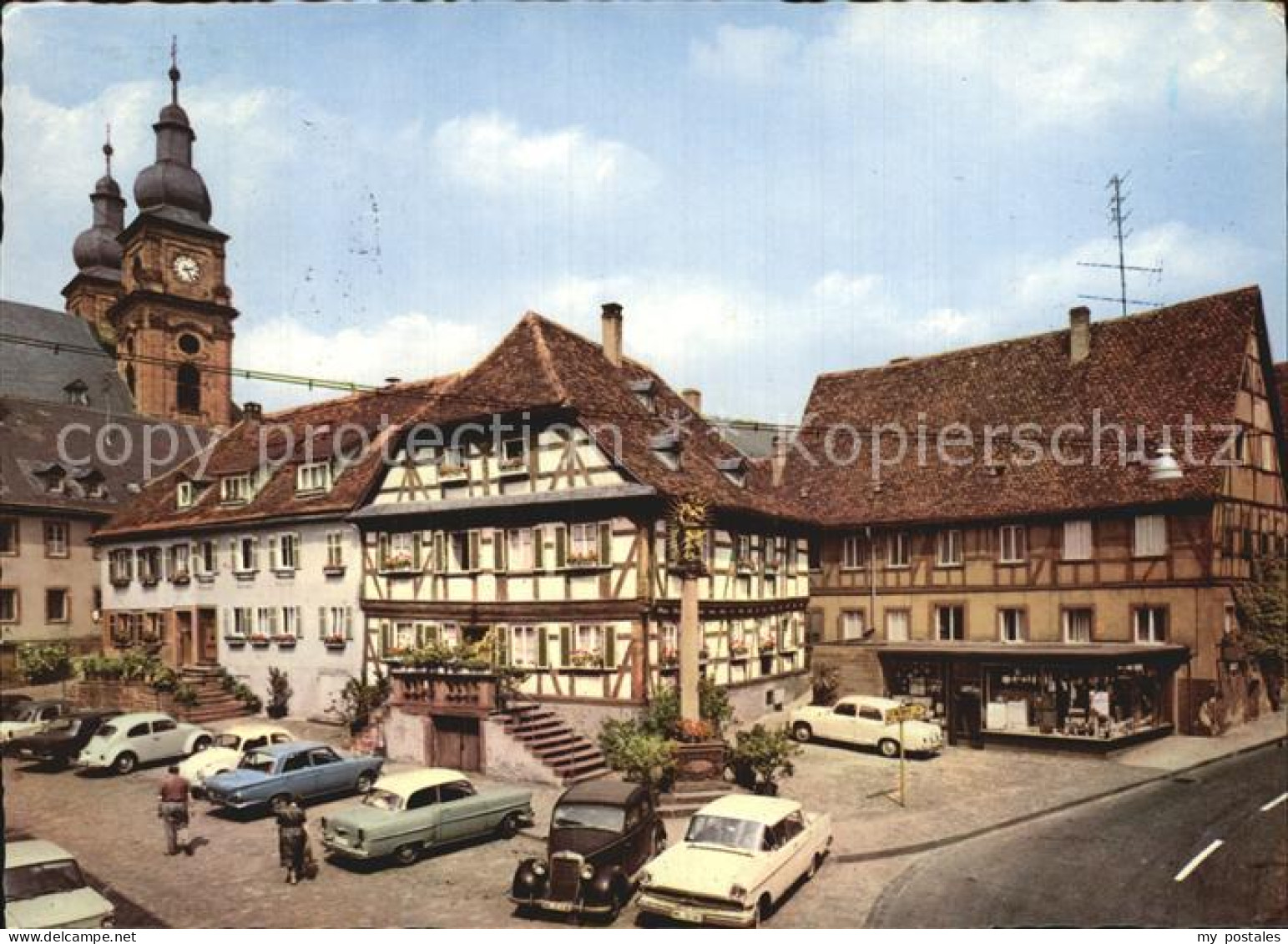 72444736 Amorbach Miltenberg Platz Saeule Fachwerkhaus Kirchtuerme Luftkurort Im - Amorbach