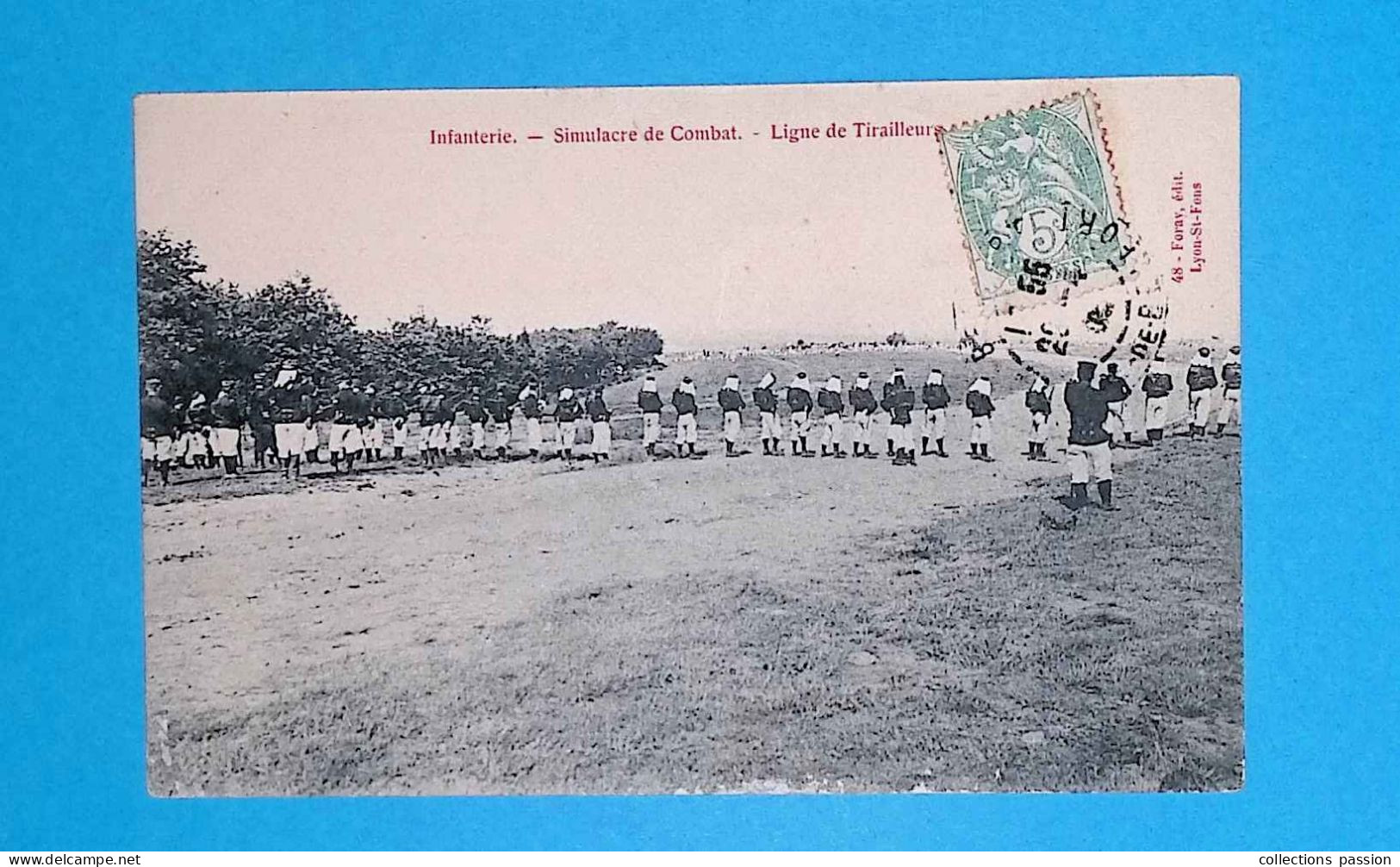 Cp, Militaria, Infanterie, Militaires, Simulacre De Combat, Ligne De Tirailleurs, Voyagée, Ed. Foray, Lyon-St Fons - Manovre