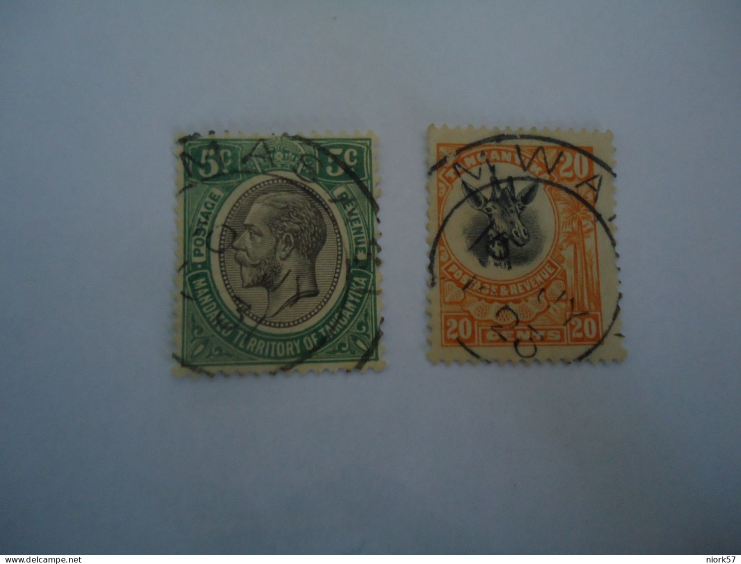 TANGANYIKA 2 USED STAMPS KINGS ANIMALS   WITH POSTMARK - Tanganyika (...-1932)