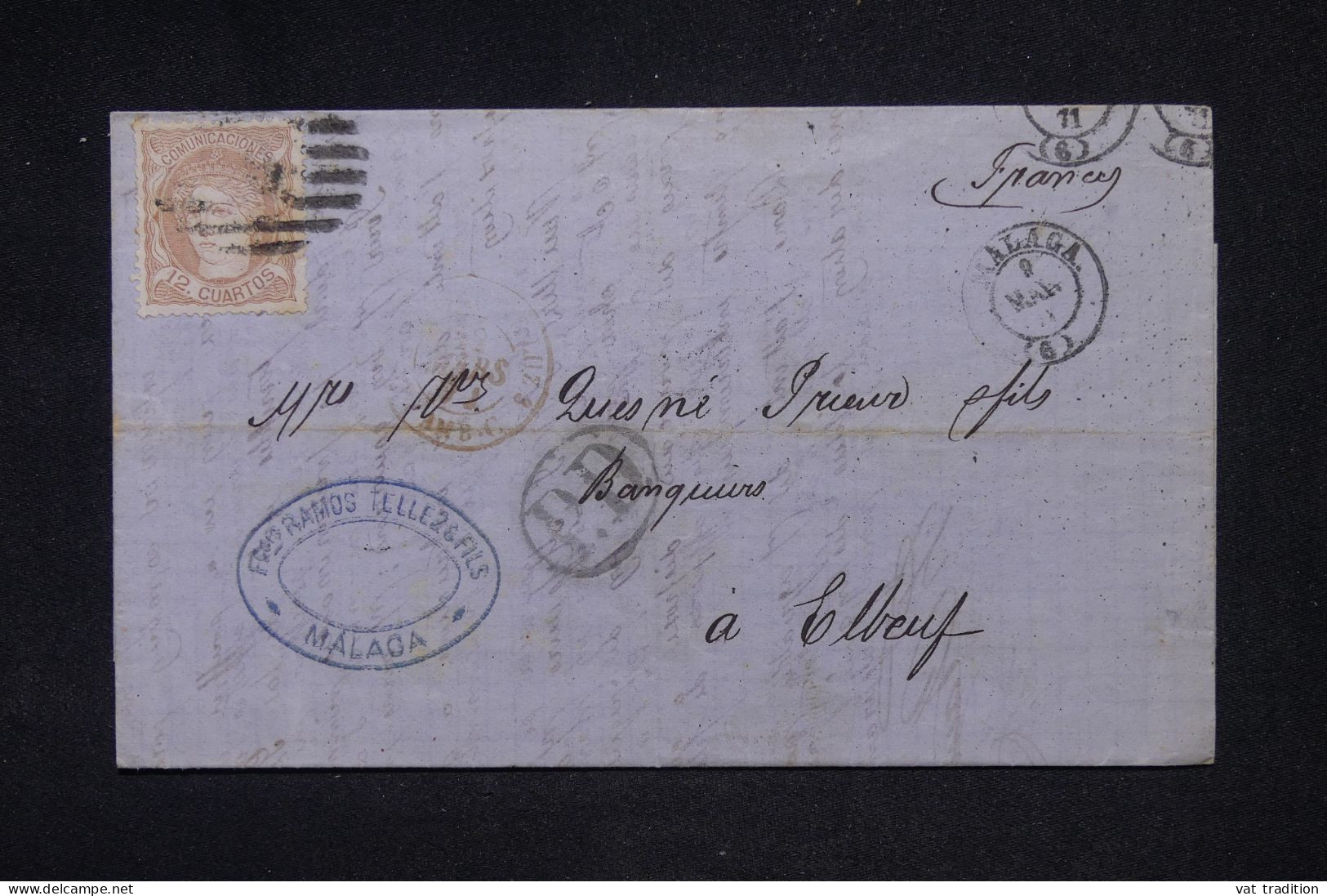 ESPAGNE - Lettre De Malaga Pour La France En 1871- L 149047 - Covers & Documents