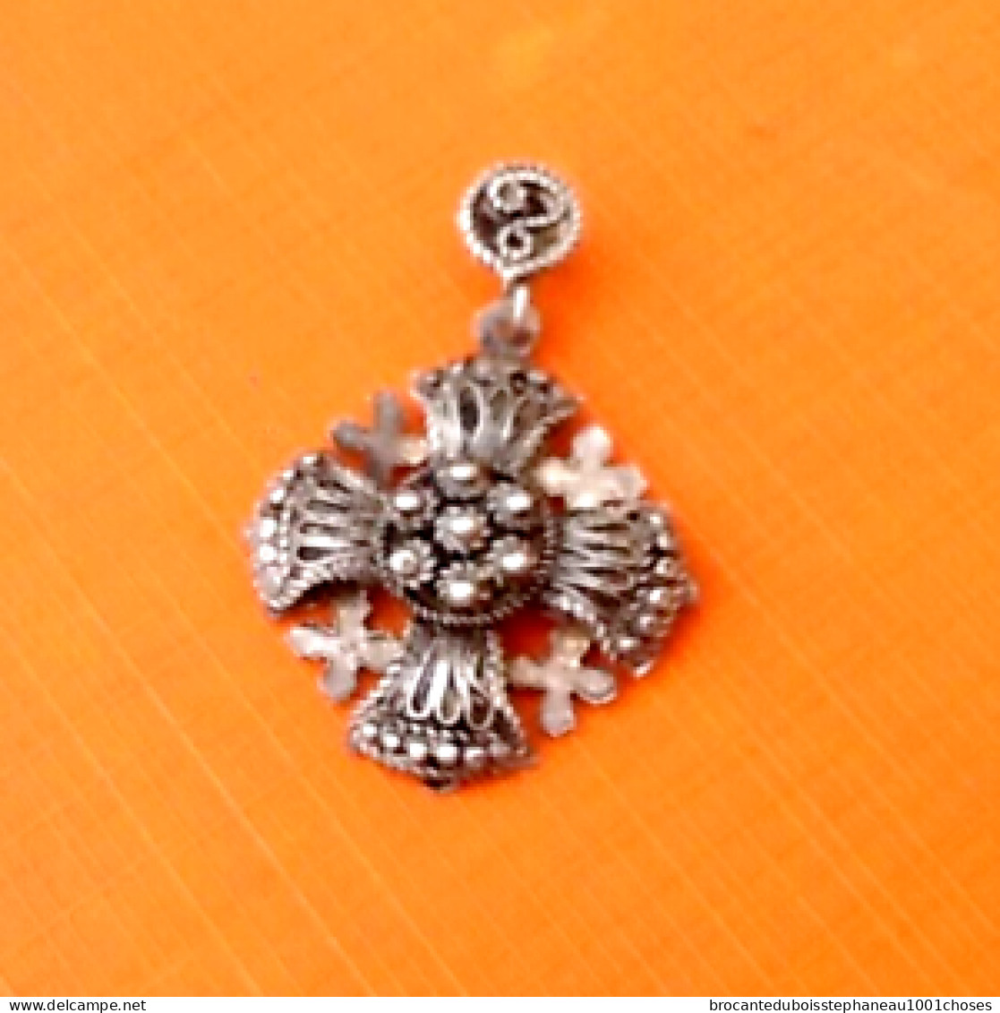 Pendentif Ancien Avec Bélière Croix De Jérusalem  Argent 950 Millièmes - Pendants