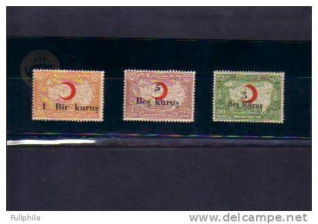 1932-1933-1934 TURKEY SURCHARGED TURKISH LEAGUE OF THE RED CRESCENT CHARITY STAMPS MINT WITHOUT GUM - Charity Stamps