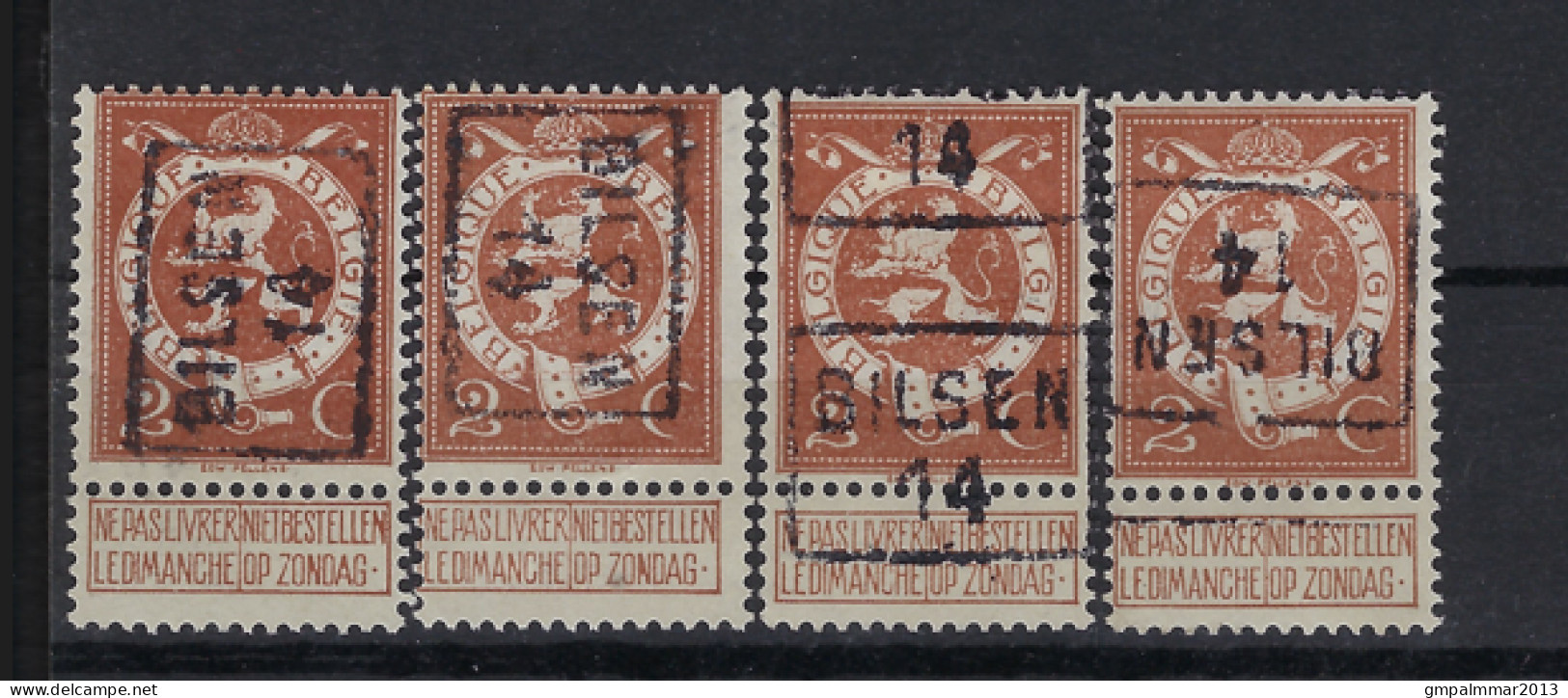 PELLENS Type Staande Leeuw Nr. 109 Voorafgestempeld Nr. 2339  A + B + C + D   BILSEN 14  ; Staat Zie Scan ! LOT 264 - Roller Precancels 1910-19