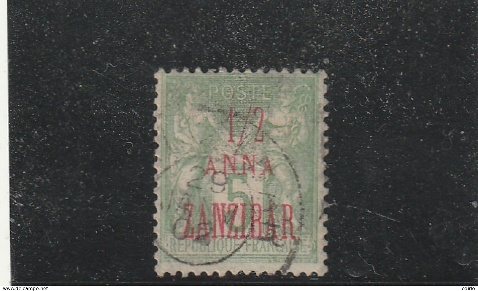 ///   FRANCE  ///  ZANZIBAR ---  5 Cts Vert  N°1a Surcharge Rouge Côte 30€ - Gebruikt