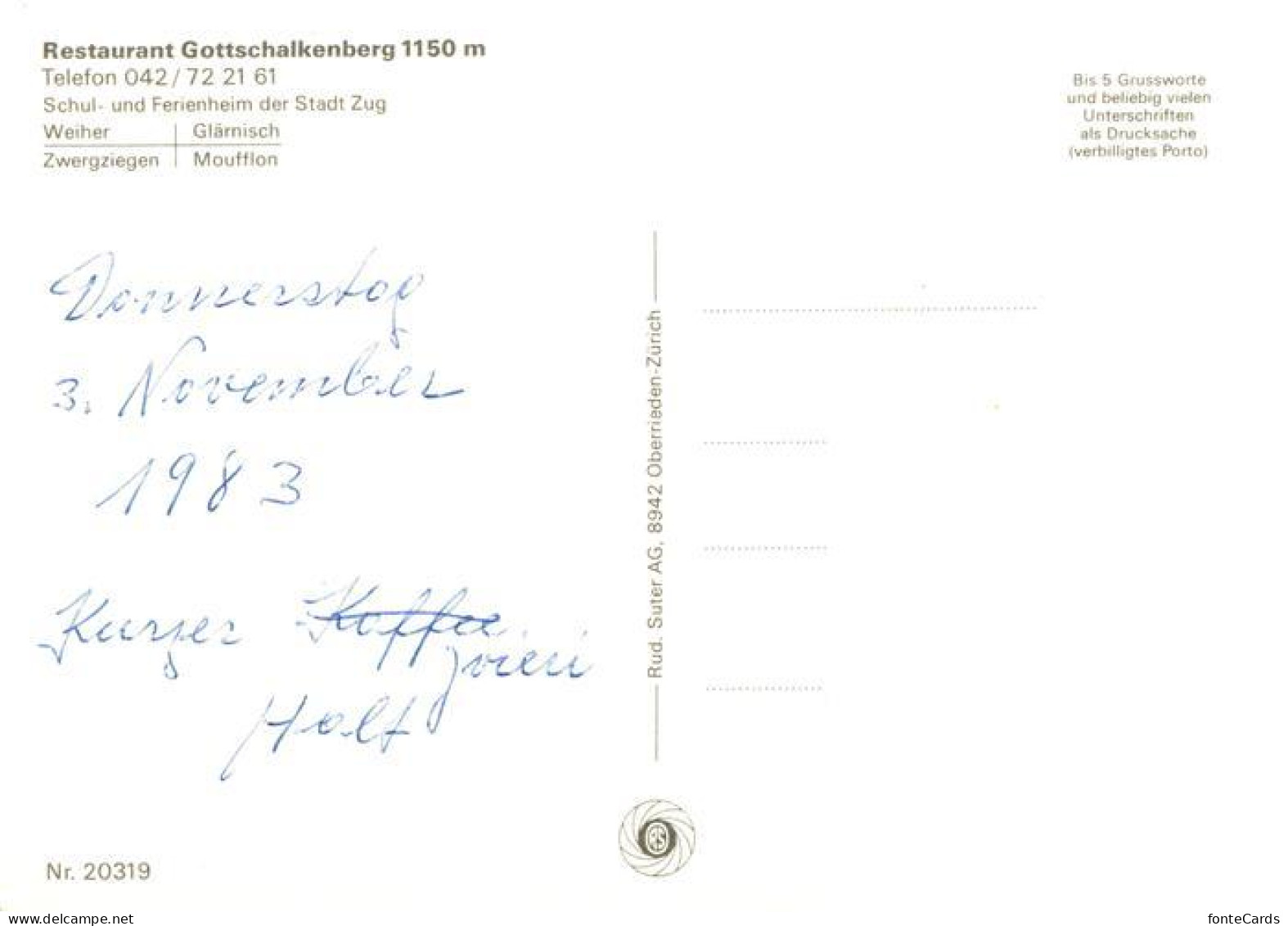 13891368 Gottschalkenberg ZG Weiher Glaernisch Zwergziegen Moufflon  - Altri & Non Classificati