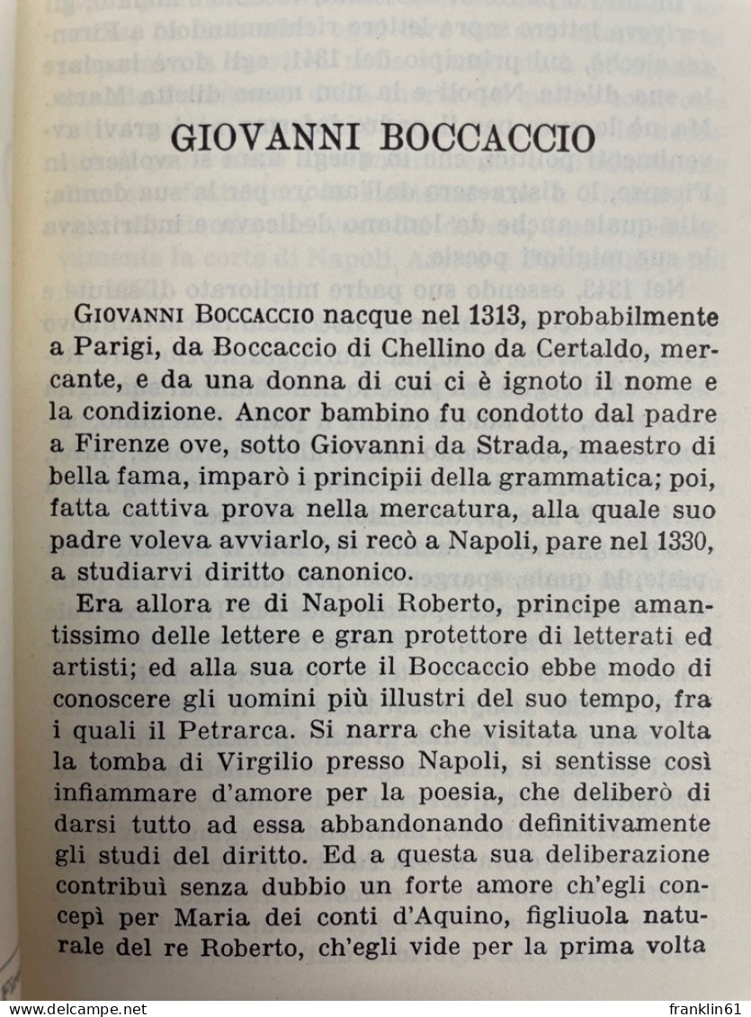 Il Decamerone. Volume I Und II. - Poésie & Essais