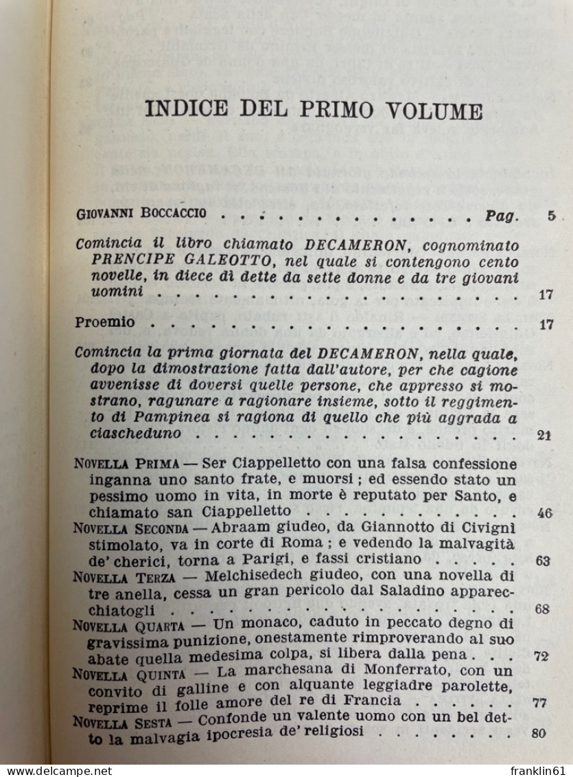 Il Decamerone. Volume I Und II. - Poésie & Essais