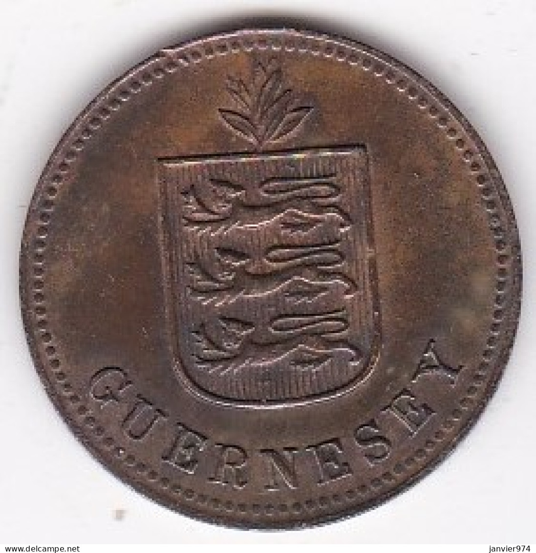 Guernesey 2 Doubles 1920 H, En Cuivre Plaqué Bronze KM# 12 - Guernsey