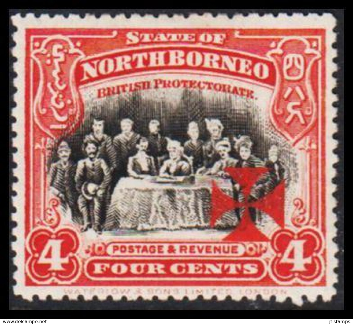 1916. NORTH BORNEO. Country Motives. 4 C. With Overprint Malthese-cross. Hinged. (MICHEL 149a) - JF540014 - North Borneo (...-1963)