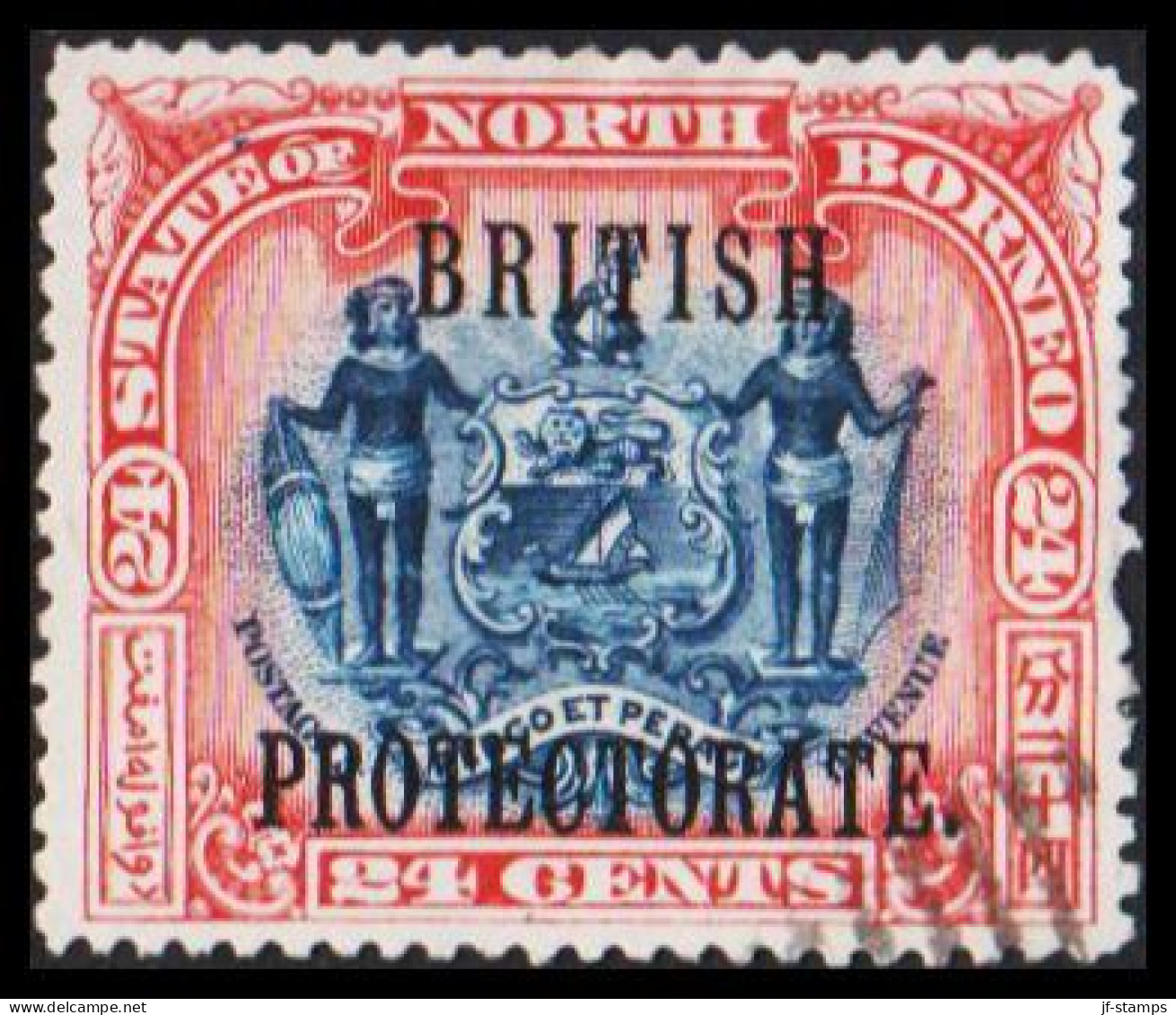 1901-1902. NORTH BORNEO. STATE OF NORTH BORNEO Overprinted BRITISH PROTECTORATE 24 CENTS. Thi... (Michel 106) - JF540037 - Noord Borneo (...-1963)