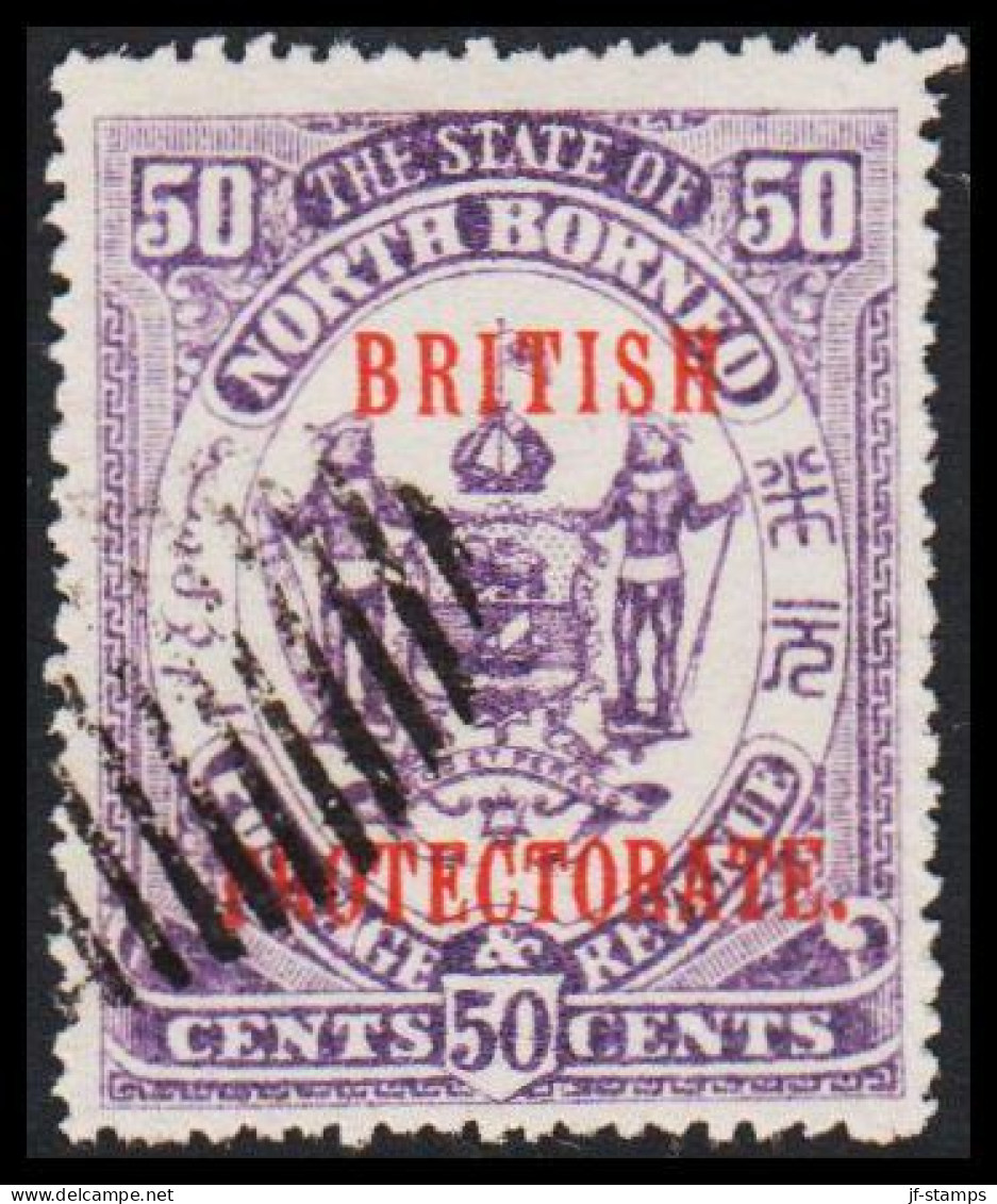 1901-1902. NORTH BORNEO. STATE OF NORTH BORNEO Overprinted BRITISH PROTECTORATE 50 CENTS.  (Michel 108) - JF540039 - North Borneo (...-1963)