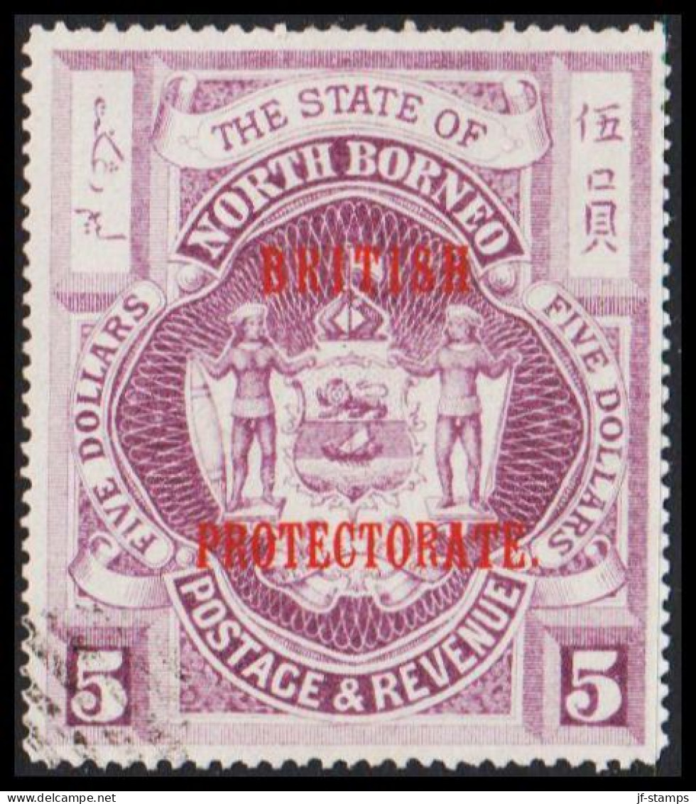 1905. NORTH BORNEO. THE STATE OF NORTH BORNEO Coat Of Arms Overprinted BRITISH PROTECTORATE 5... (Michel 125) - JF540040 - Noord Borneo (...-1963)