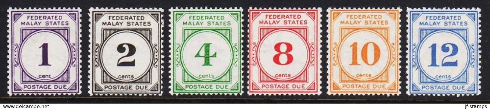 1924. FEDERATED MALAY STATES POSTAGE DUE. Complete Set With 6 Ex. Very Light Hinged.  (Michel P. 1-6) - JF540042 - Federated Malay States