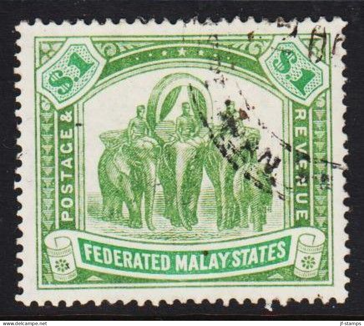 1904-1922. FEDERATED MALAY STATES Elephants. $1.  (Michel 35) - JF540044 - Federated Malay States