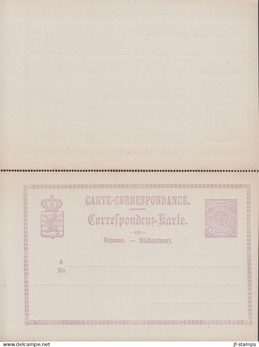1874. LUXEMBOURG. CARTE-CORRESPONDANCE. 5 CENTIMES Double Card With Response Payee.  - JF445173 - Stamped Stationery