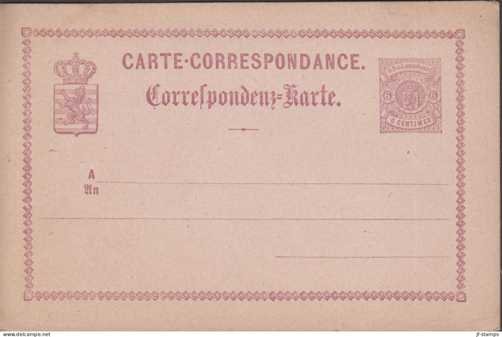 1875. LUXEMBOURG. CARTE-CORRESPONDANCE. 6 CENTIMES  - JF445174 - Postwaardestukken