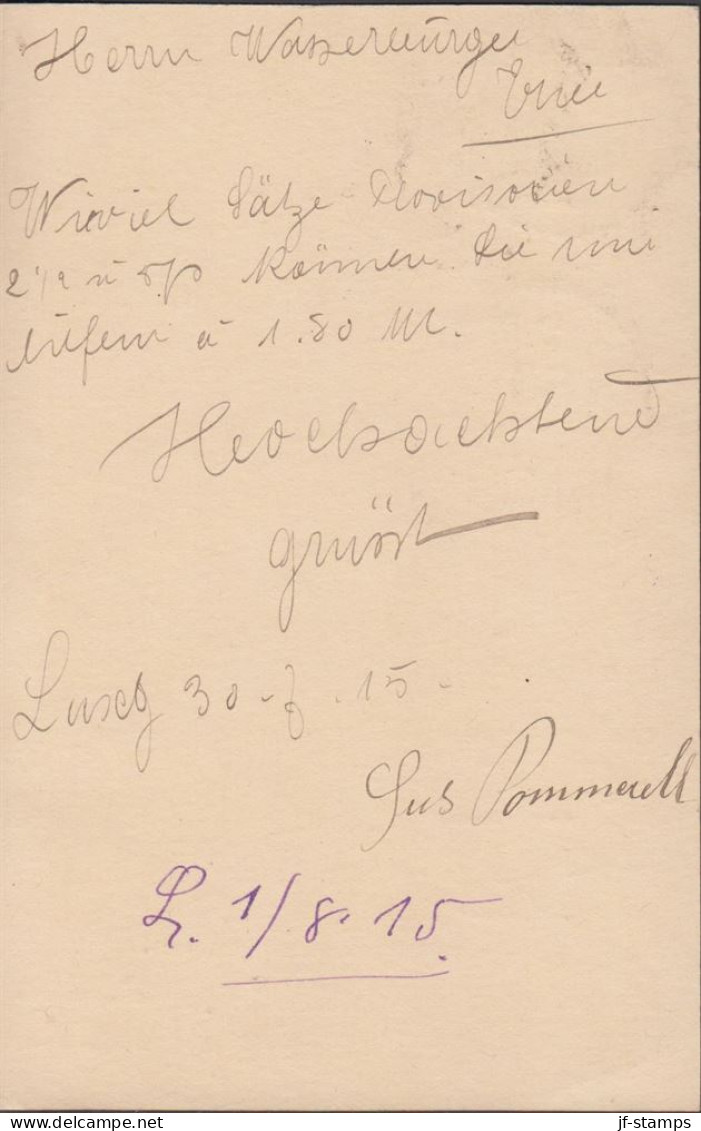 1915. LUXEMBOURG. 5 CENTIMES CARTE POSTALE To Wien Cancelled LUXEMBURG VILLE 30.7.15 + Censor Cancel Ausla... - JF445180 - Stamped Stationery