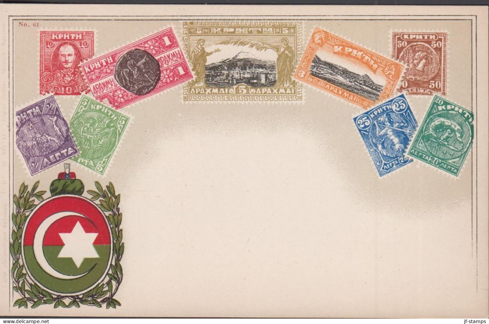 1900-1910. CRETE. Beautiful Carte Postale With Stamp Motives From Crete.  - JF445224 - Crete