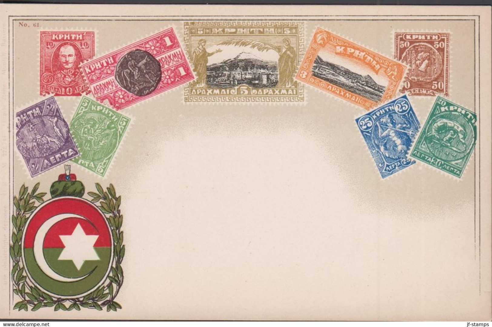 1900-1910. CRETE. Beautiful Carte Postale With Stamp Motives From Crete.  - JF445224 - Crète