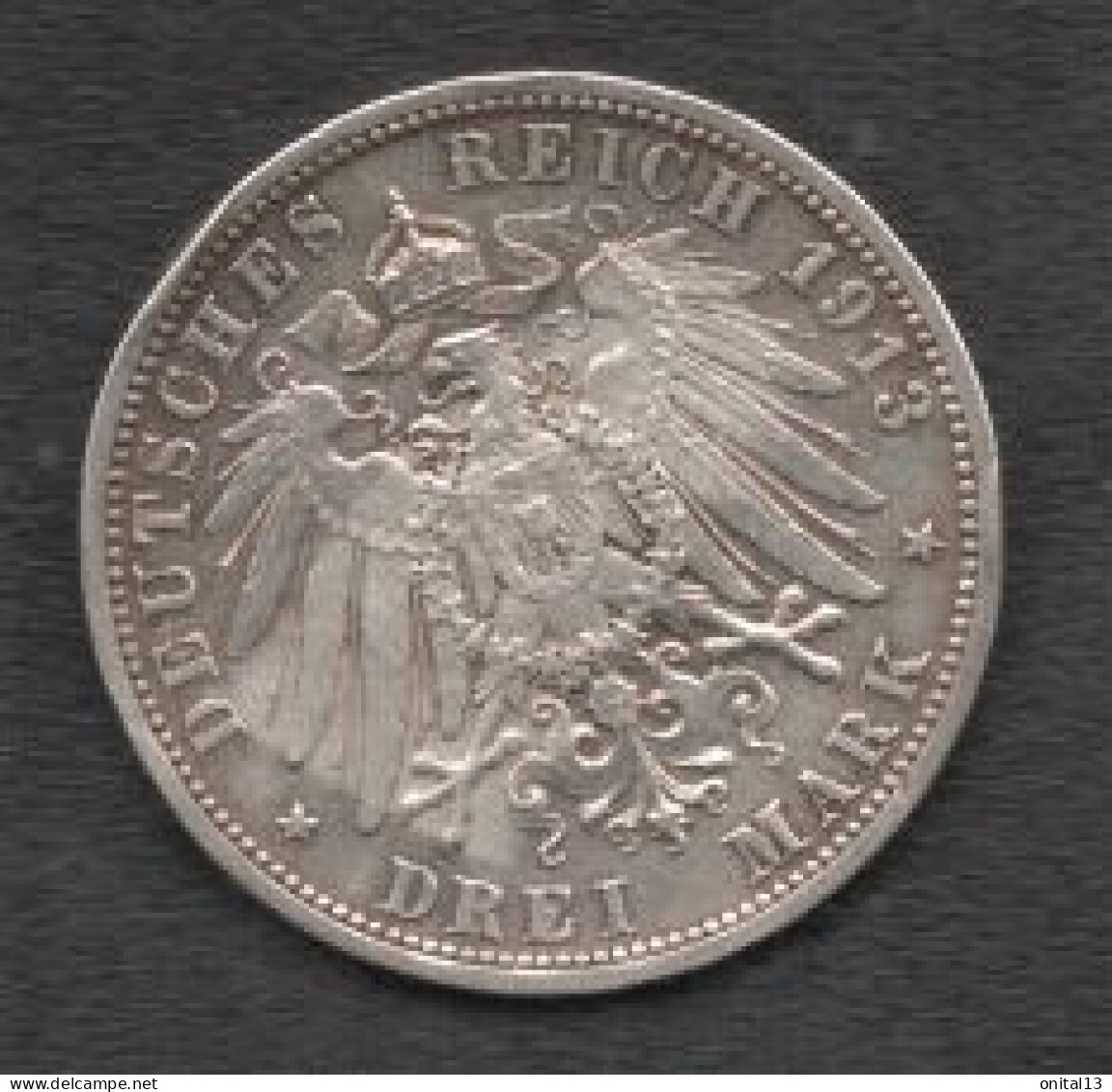 1913 3 Mark - Wilhelm II / ALLEMAGNE EMPIRE DE PRUSSE / DREI MARK D3147 - 2, 3 & 5 Mark Silver