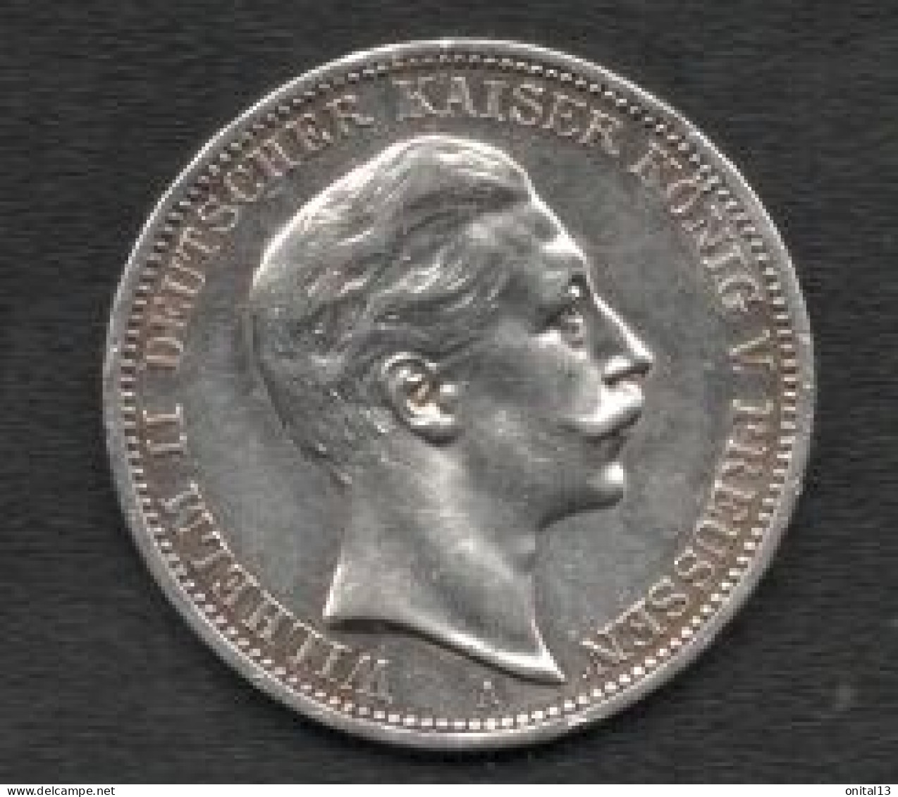 1908 3 Mark - Wilhelm II / ALLEMAGNE EMPIRE DE PRUSSE / DREI MARK D3150 - 2, 3 & 5 Mark Plata