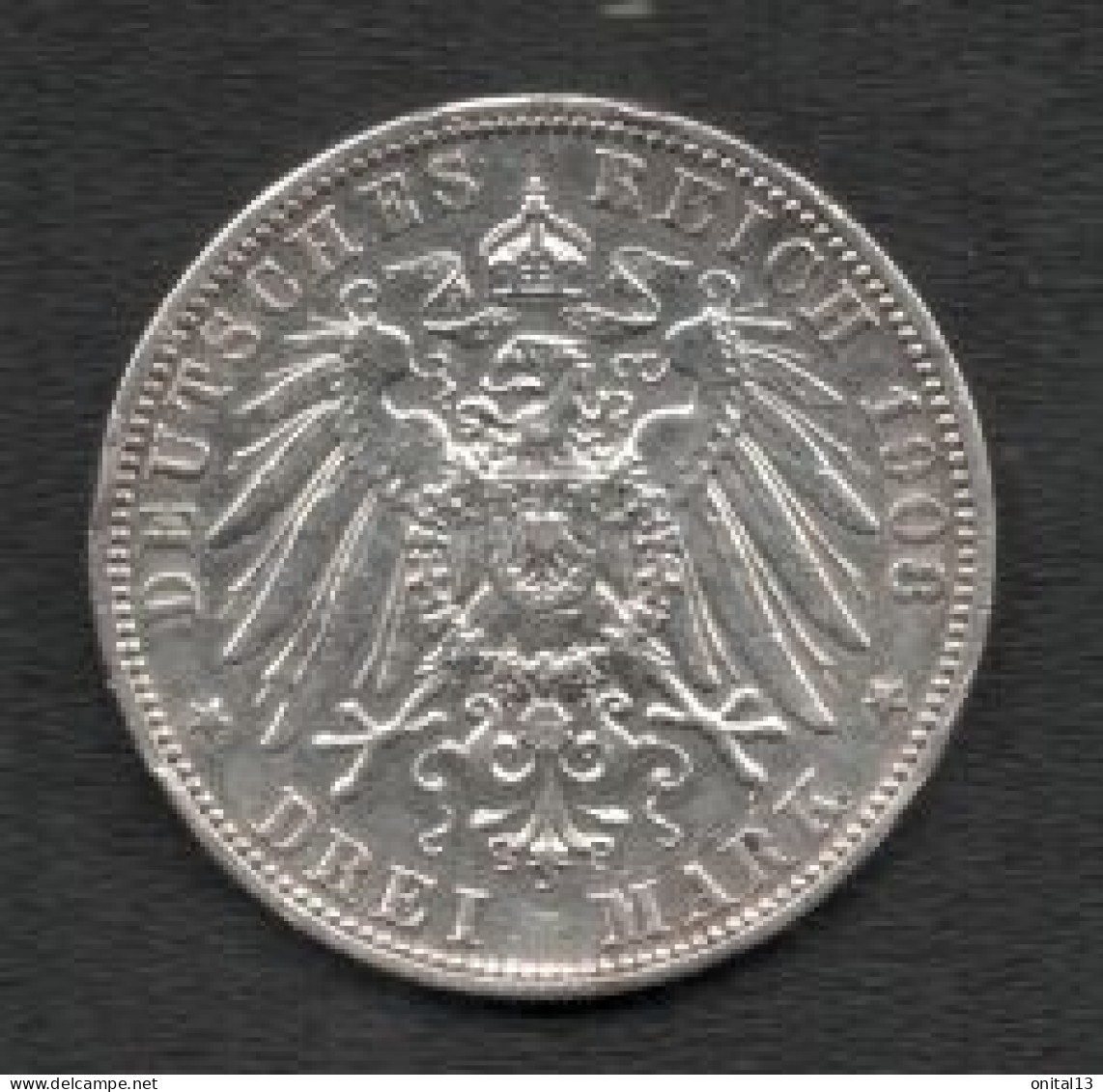 1908 3 Mark - Wilhelm II / ALLEMAGNE EMPIRE DE PRUSSE / DREI MARK D3150 - 2, 3 & 5 Mark Argent