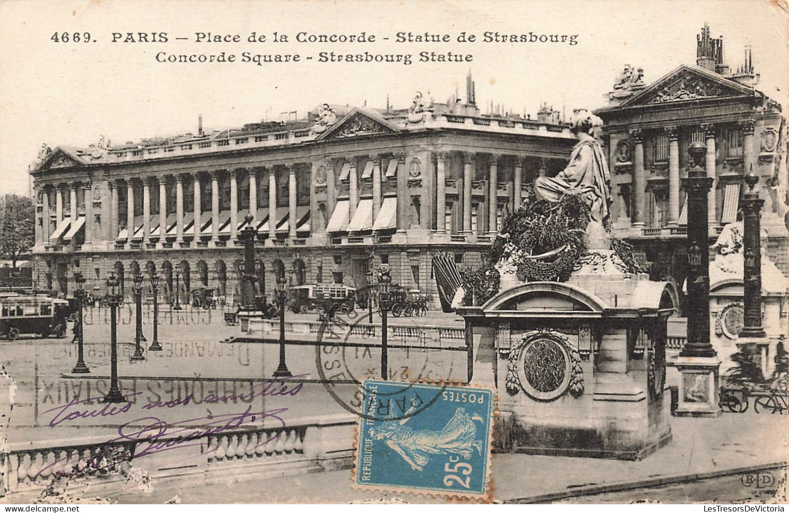 FRANCE - Paris - Place De La Concorde - Statue De Strasbourg - Carte Postale Ancienne - Standbeelden