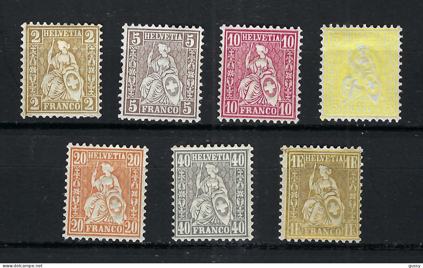 SUISSE Ca.1862-78: Lot De Papier Blanc Helvétie Assise, Neufs* - Unused Stamps