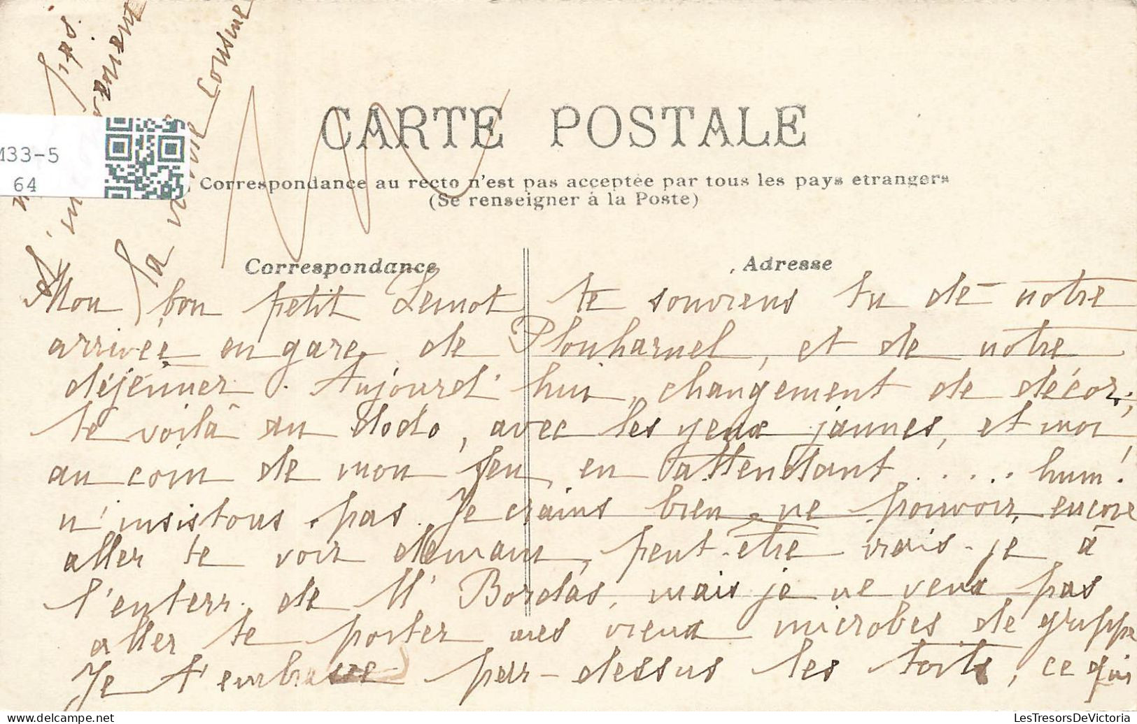 FRANCE - Plouharnel - Gare - Champs - Carte Postale Ancienne - Autres & Non Classés