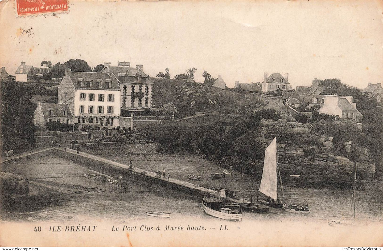 FRANCE - Ile Bréhat - Le Port Clos à Marée Haute - LL - Carte Postale Ancienne - Ile De Bréhat