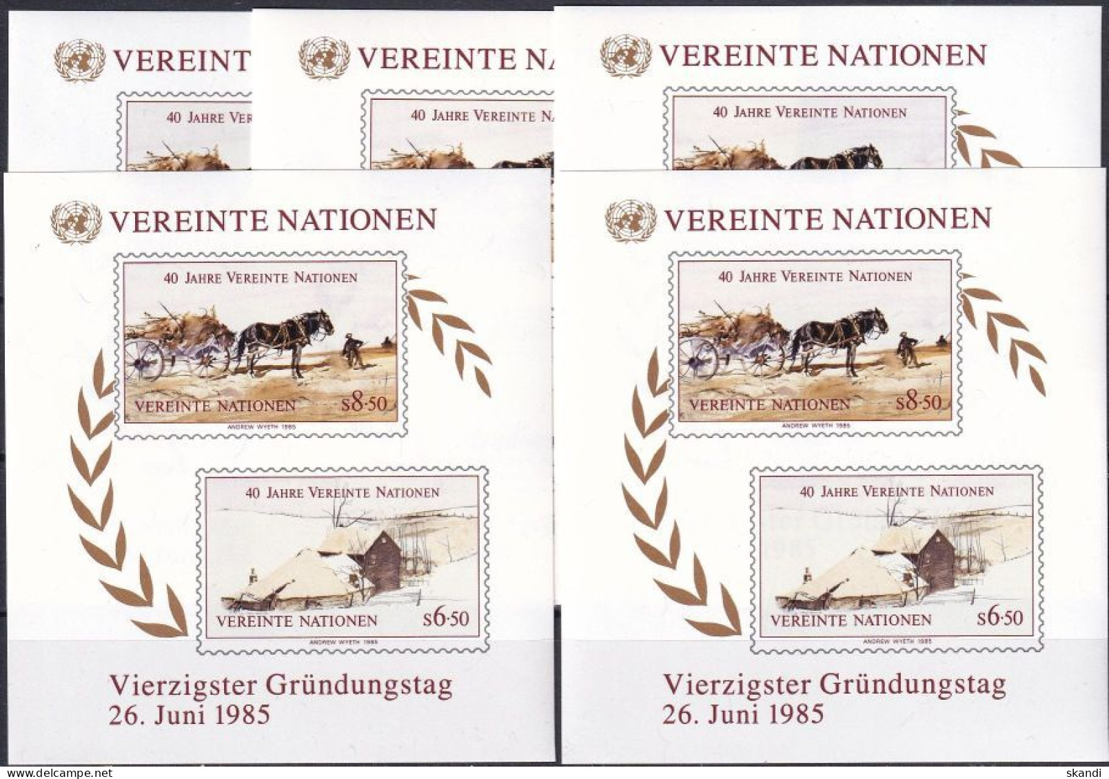 UNO WIEN 1985 Mi-Nr. Block 2 5 Stück ** MNH - Blocs-feuillets