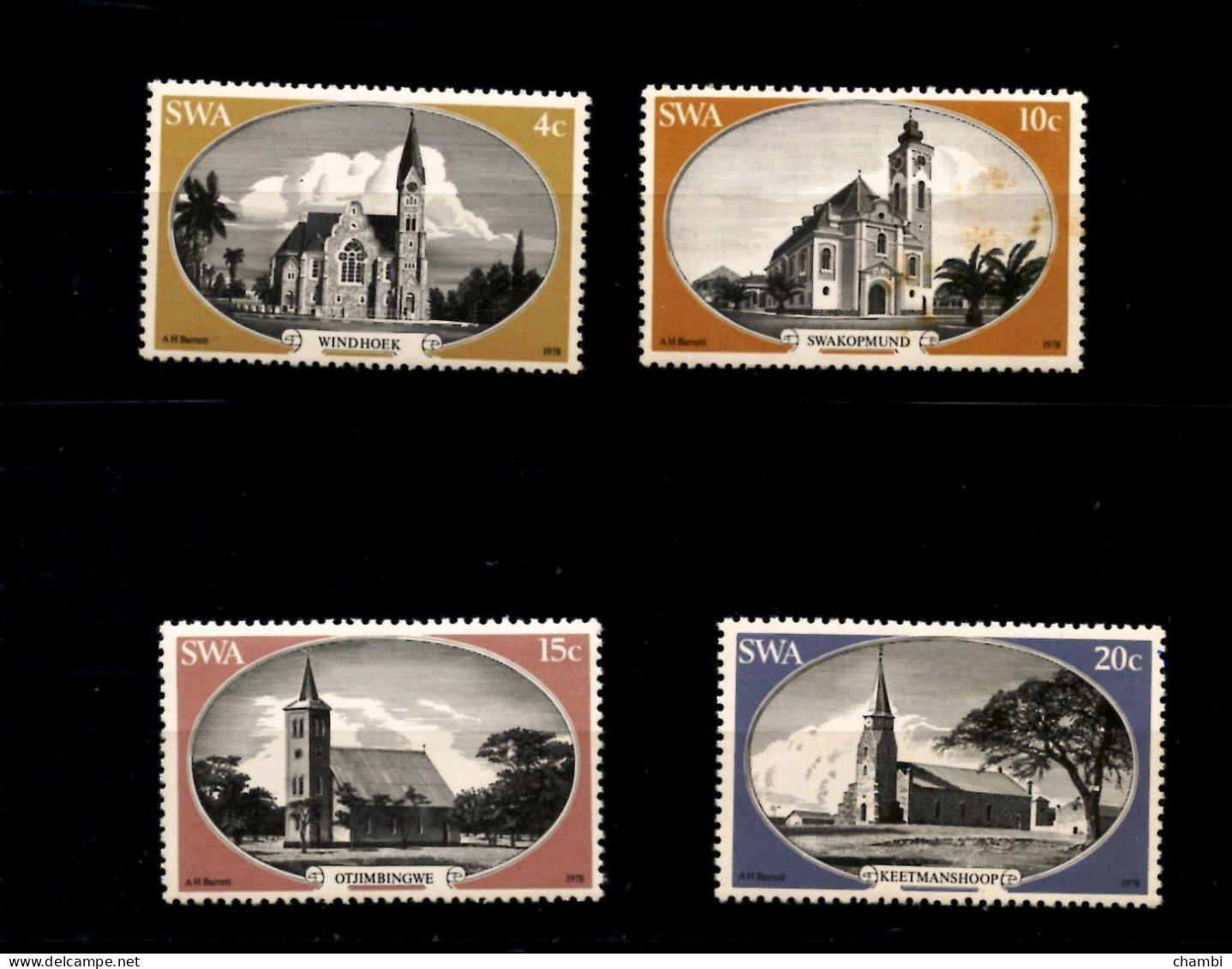 SWA Série De 4 Timbres Architecture Eglises Church Monuments - Swaziland (1968-...)