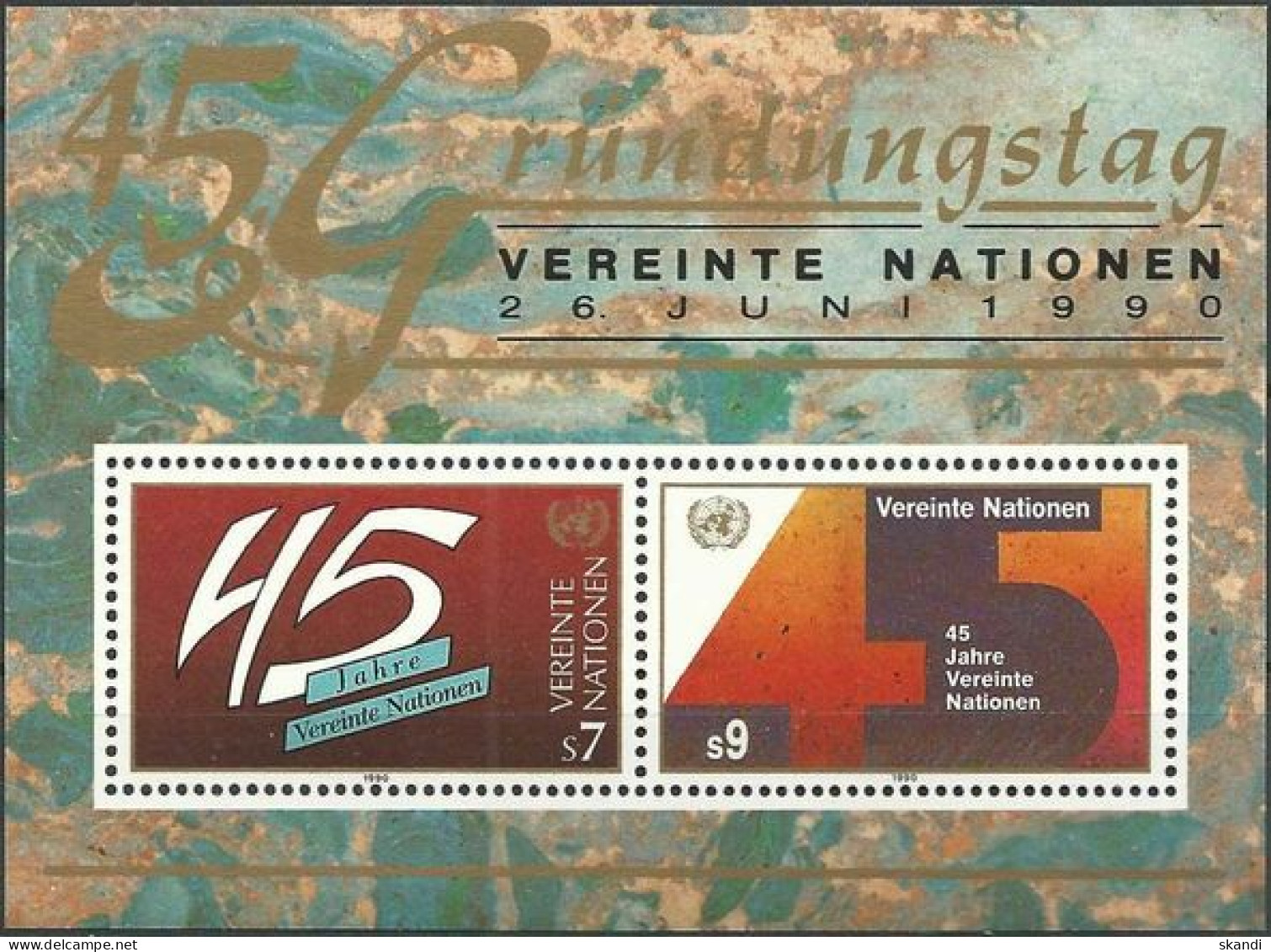 UNO WIEN 1990 Mi-Nr. Block 5 ** MNH - Blocks & Sheetlets