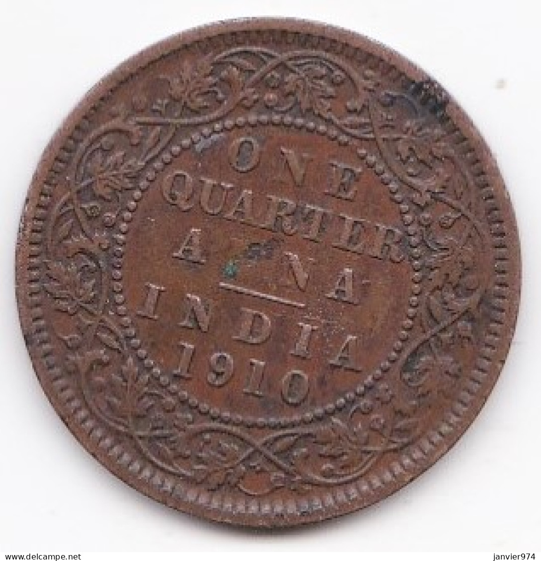 India-British 1/4 Annas 1910 Edward VII, En Bronze , KM# 502 - Inde
