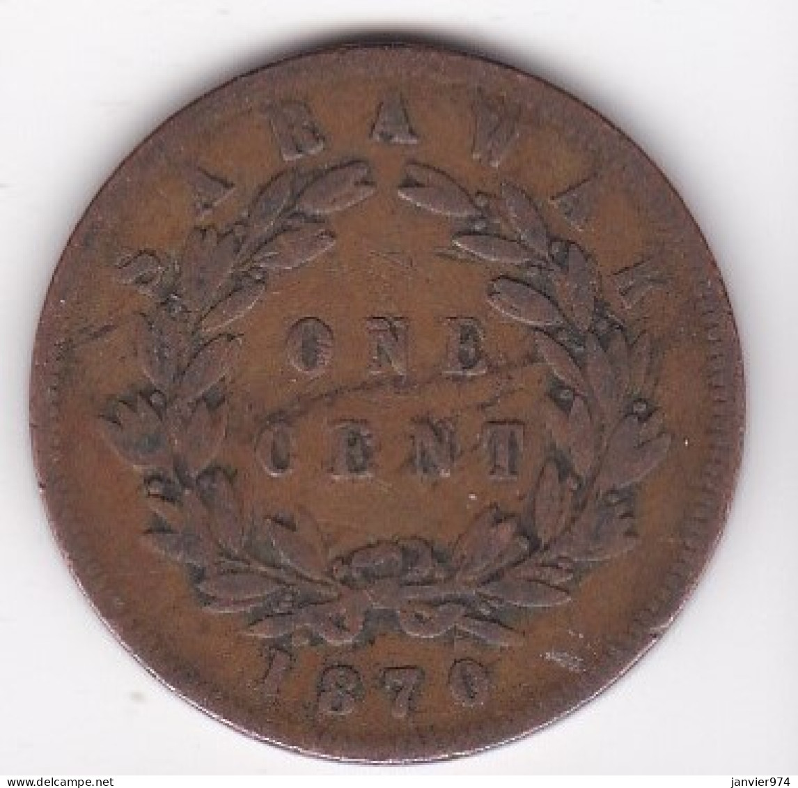 Sarawak . One Cent 1870 . C. BROOKE RAJAH. En Bronze, KM# 6 - Malasia