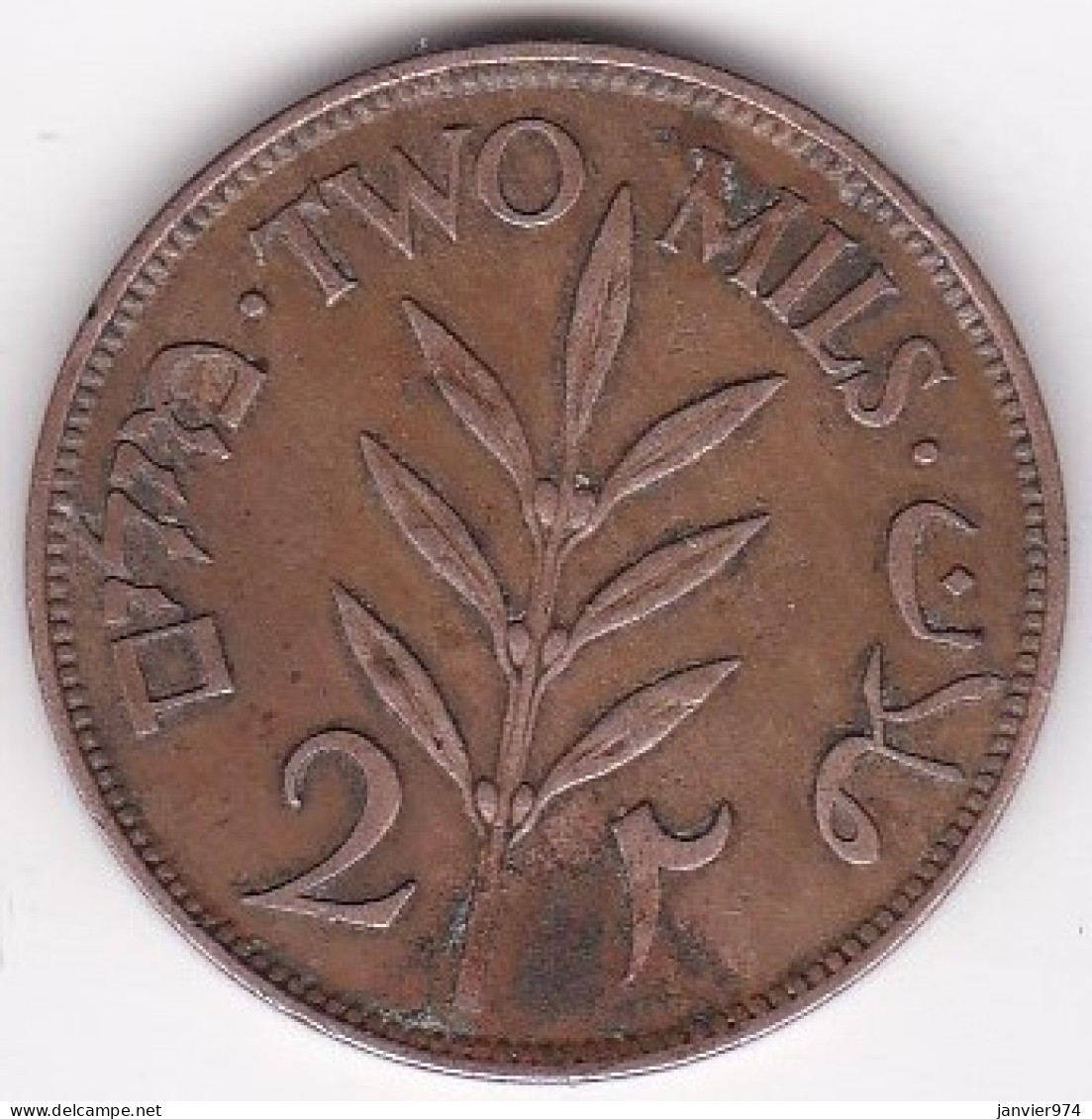 Palestine Sous Mandat Britannique, 2 Mils 1927 , En Bronze , KM# 2 - Israël