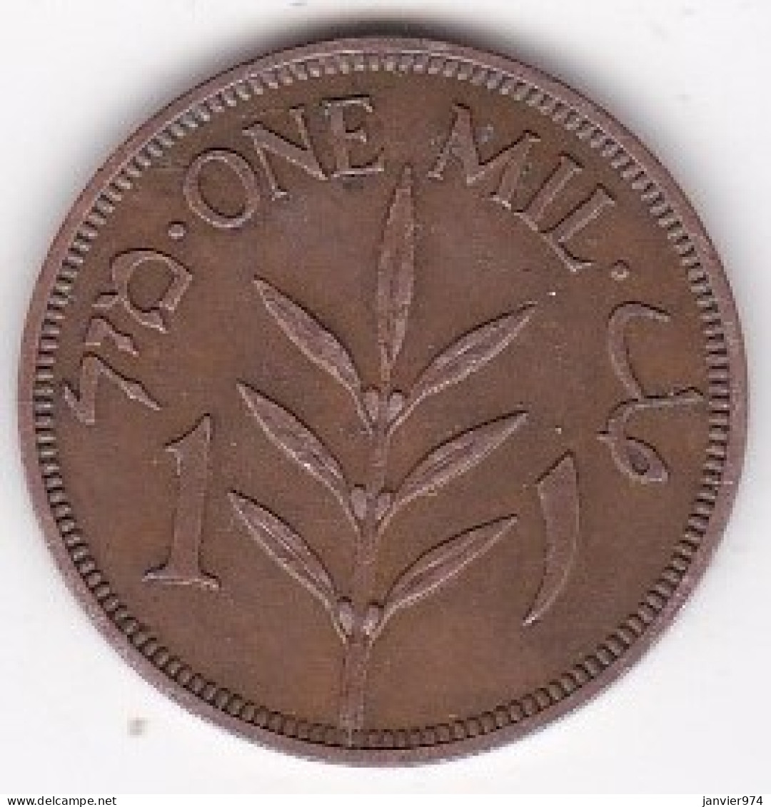 Palestine Sous Mandat Britannique, 1 Mil 1937 , En Bronze , KM# 1 - Israël
