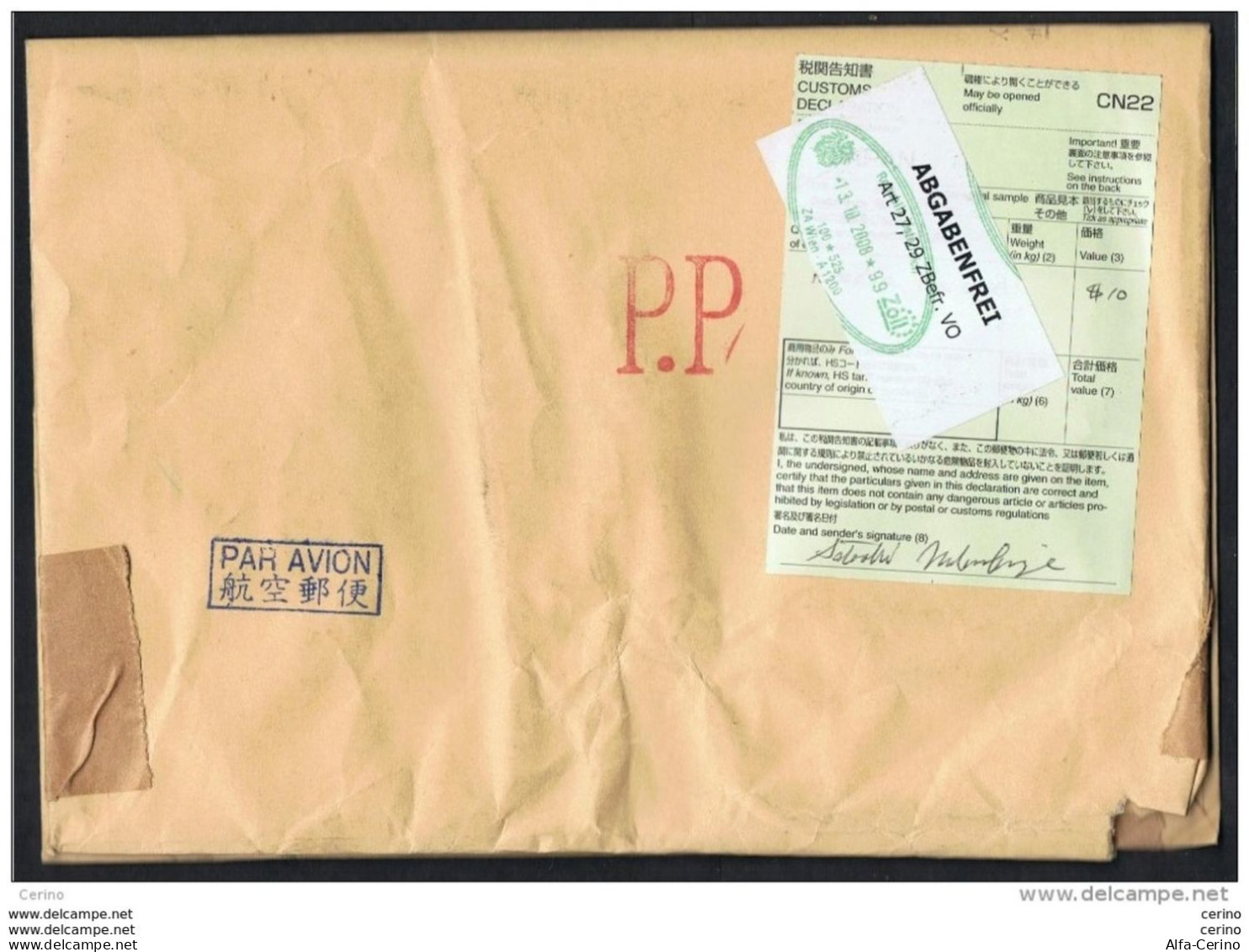 JAPAN:  2008  LARGE  ENVELOPE  BY  AIR  MAIL -  YV/TELL. 1152 +1291 COUPLE + 1421 COUPLE  -  TO  AUSTRIA - Briefe U. Dokumente