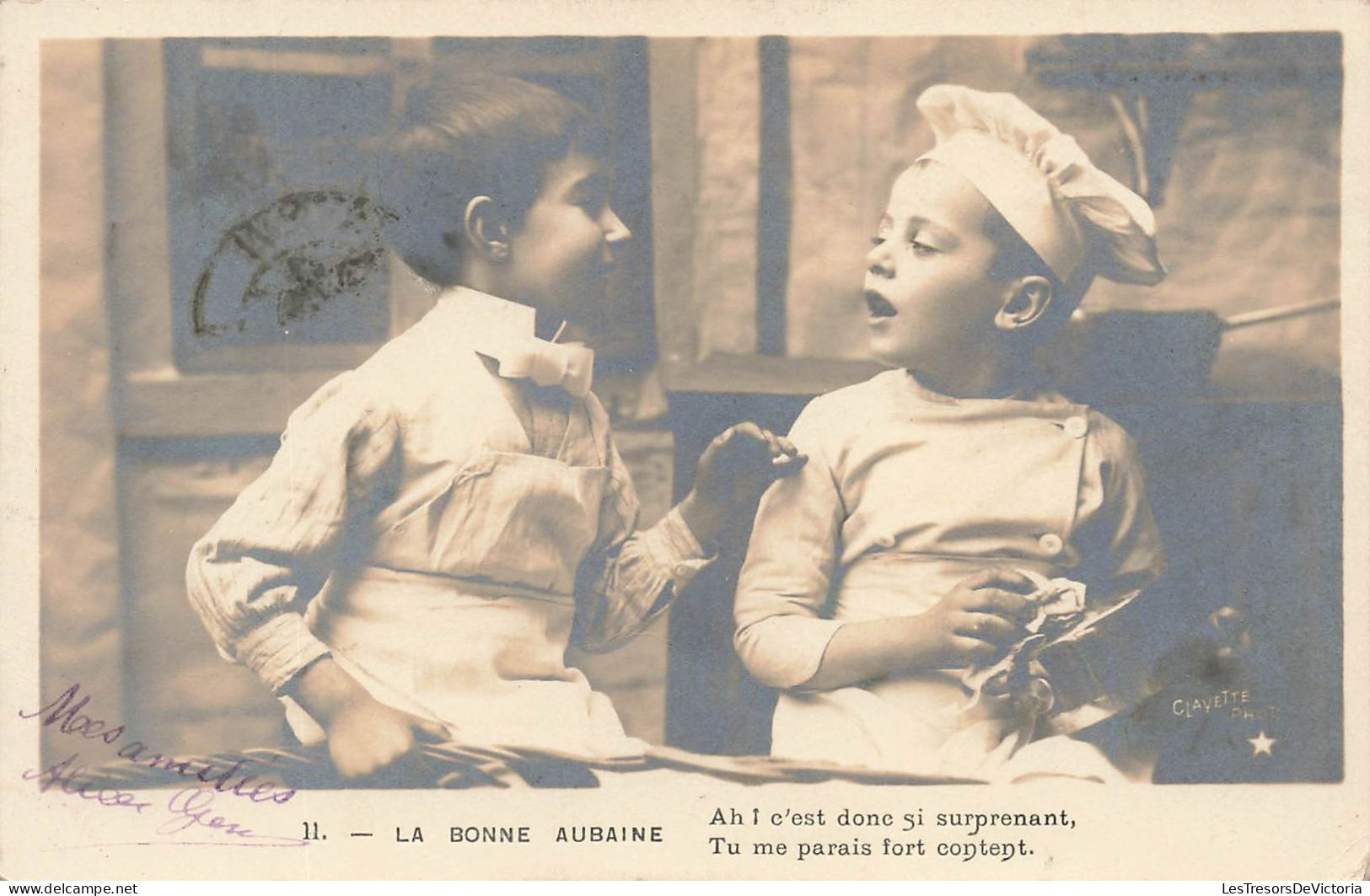 ENFANTS - La Bonne Aubaine - Garçons Cuisiniers - Tu Me Parais Fort Content - Carte Postale Ancienne - Autres & Non Classés