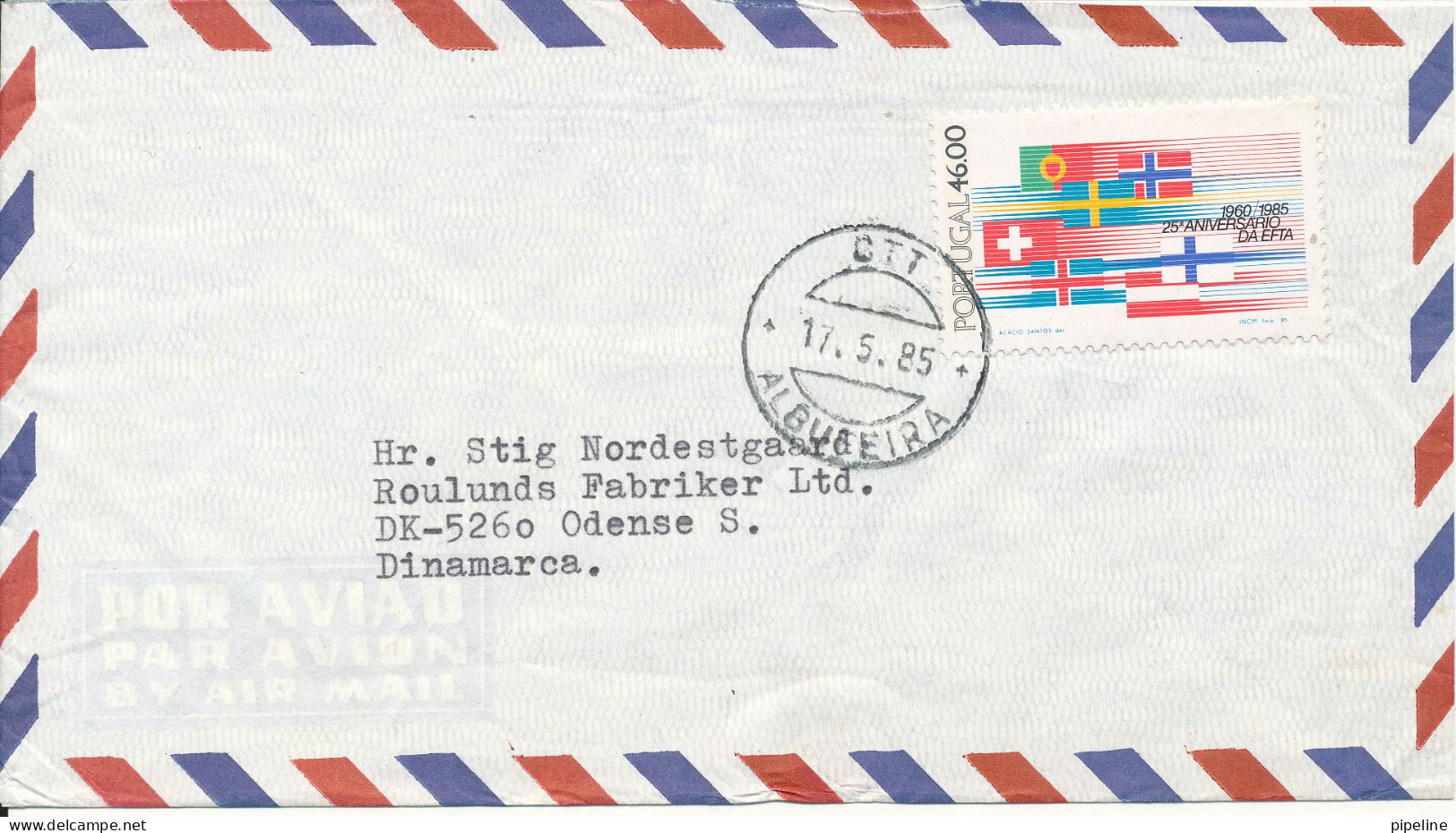 Portugal Air Mail Cover Sent To Denmark 17-5-1985 Single Franked - Lettres & Documents