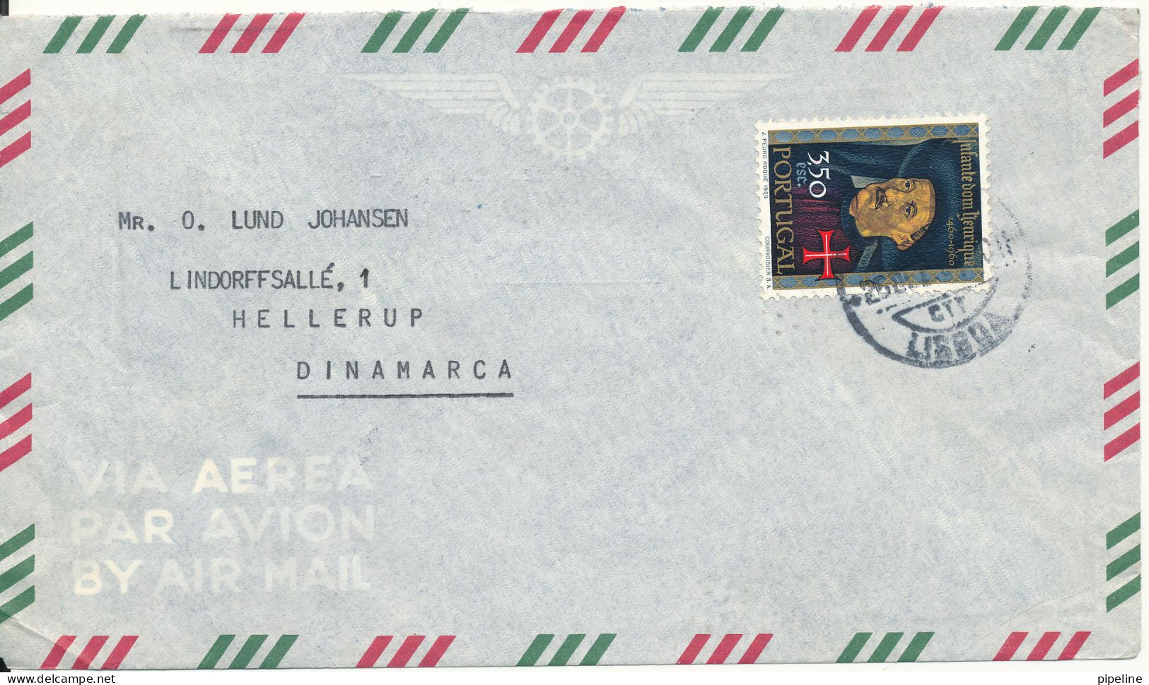 Portugal Air Mail Cover Sent To Denmark 25-12-1960 Single Franked - Storia Postale