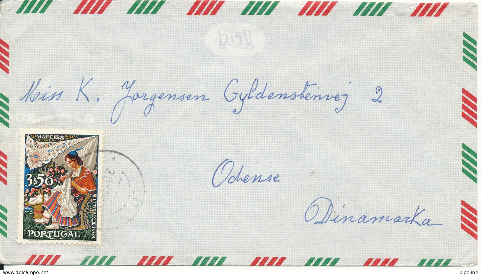 Portugal Air Mail Cover Sent To Denmark 20-12-1968 Single Franked - Lettres & Documents